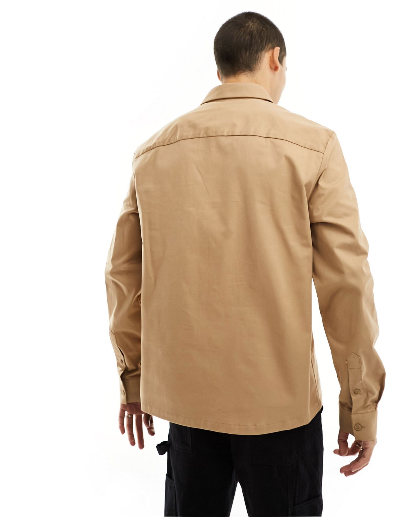 River Island double pocket utility shirt in light stone