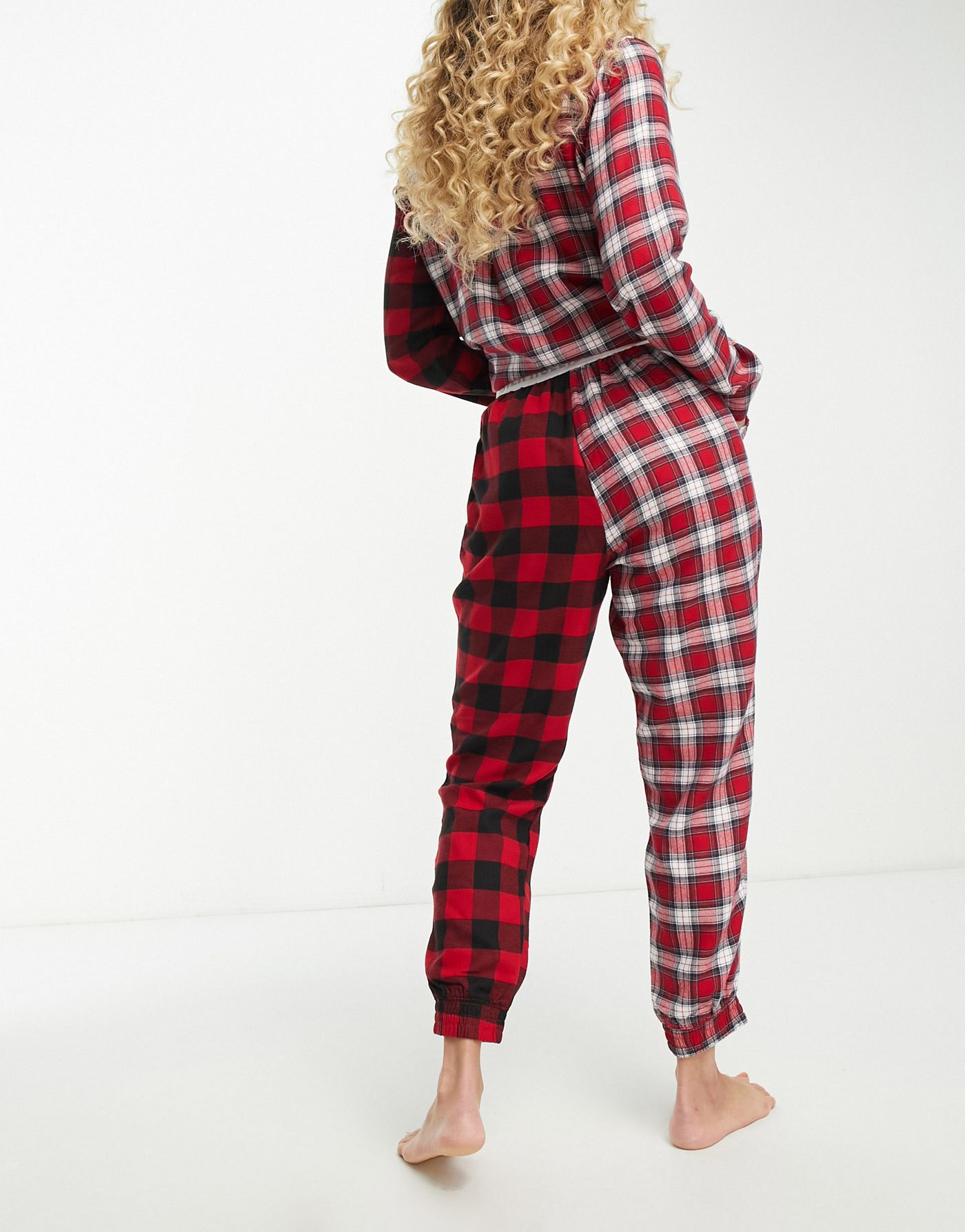 Hollister co-ord flannel pyjama bottoms in red plaid