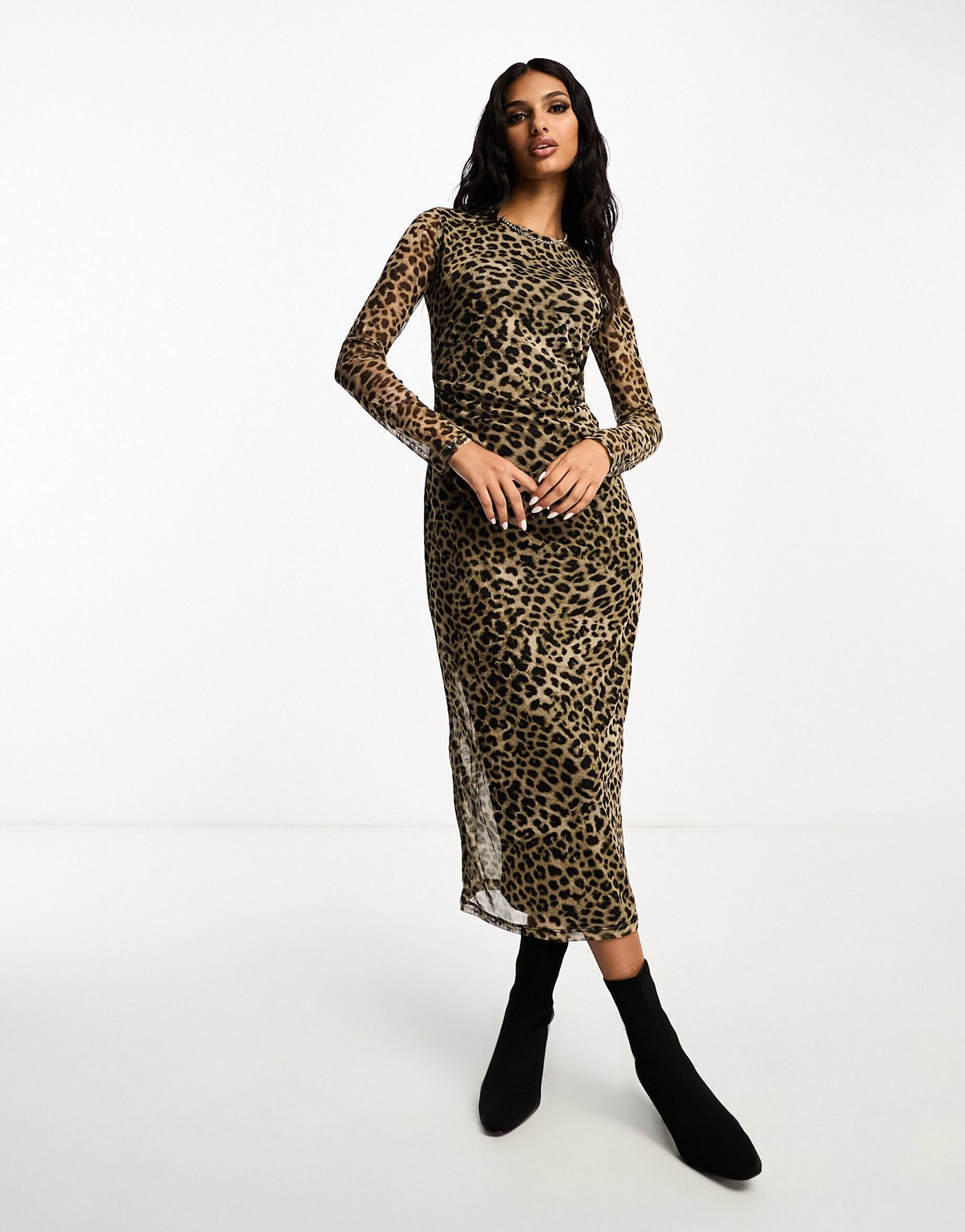 Mango maxi dress in leopard print