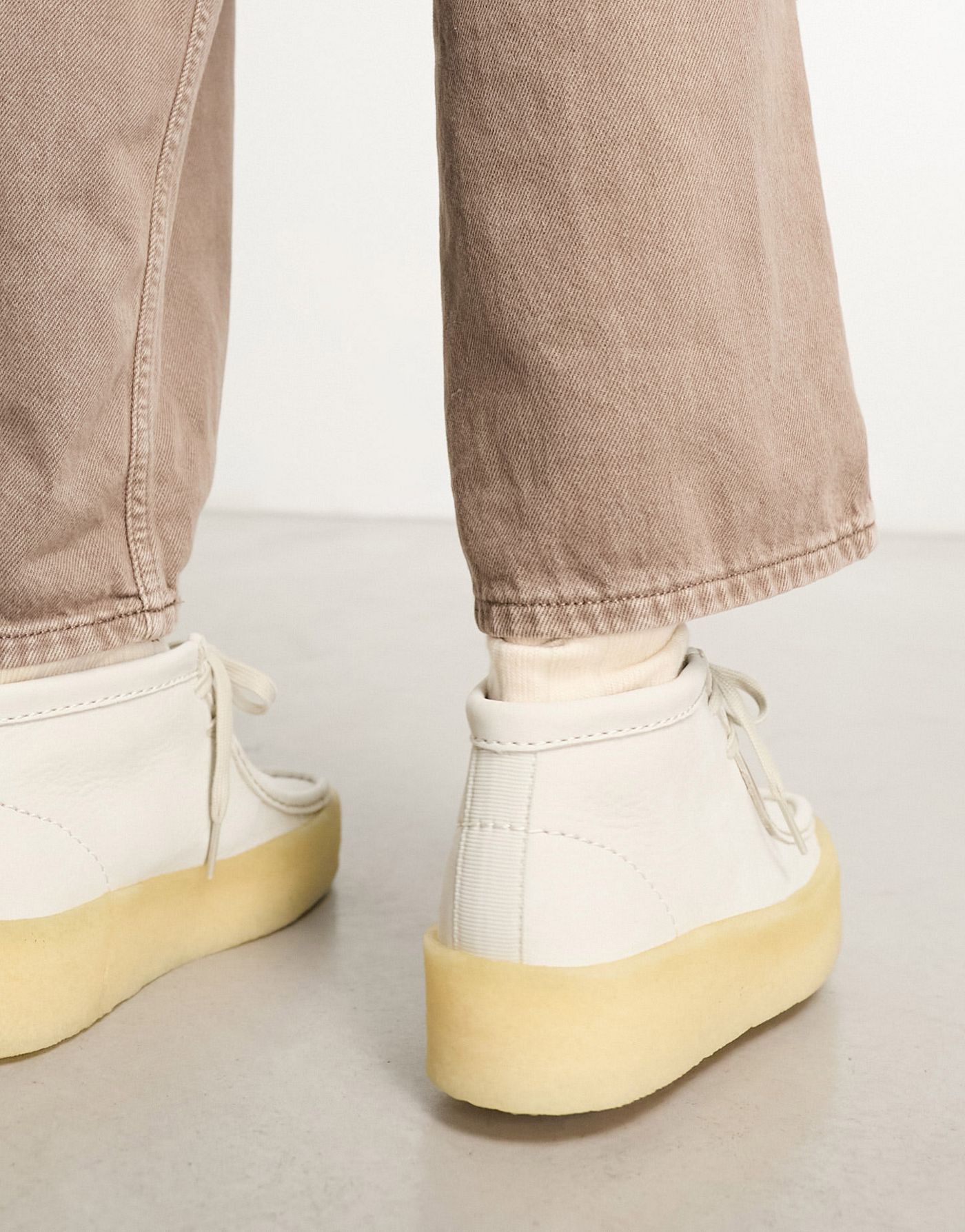 Clarks Originals Wallabee Cup sole boots in white leather