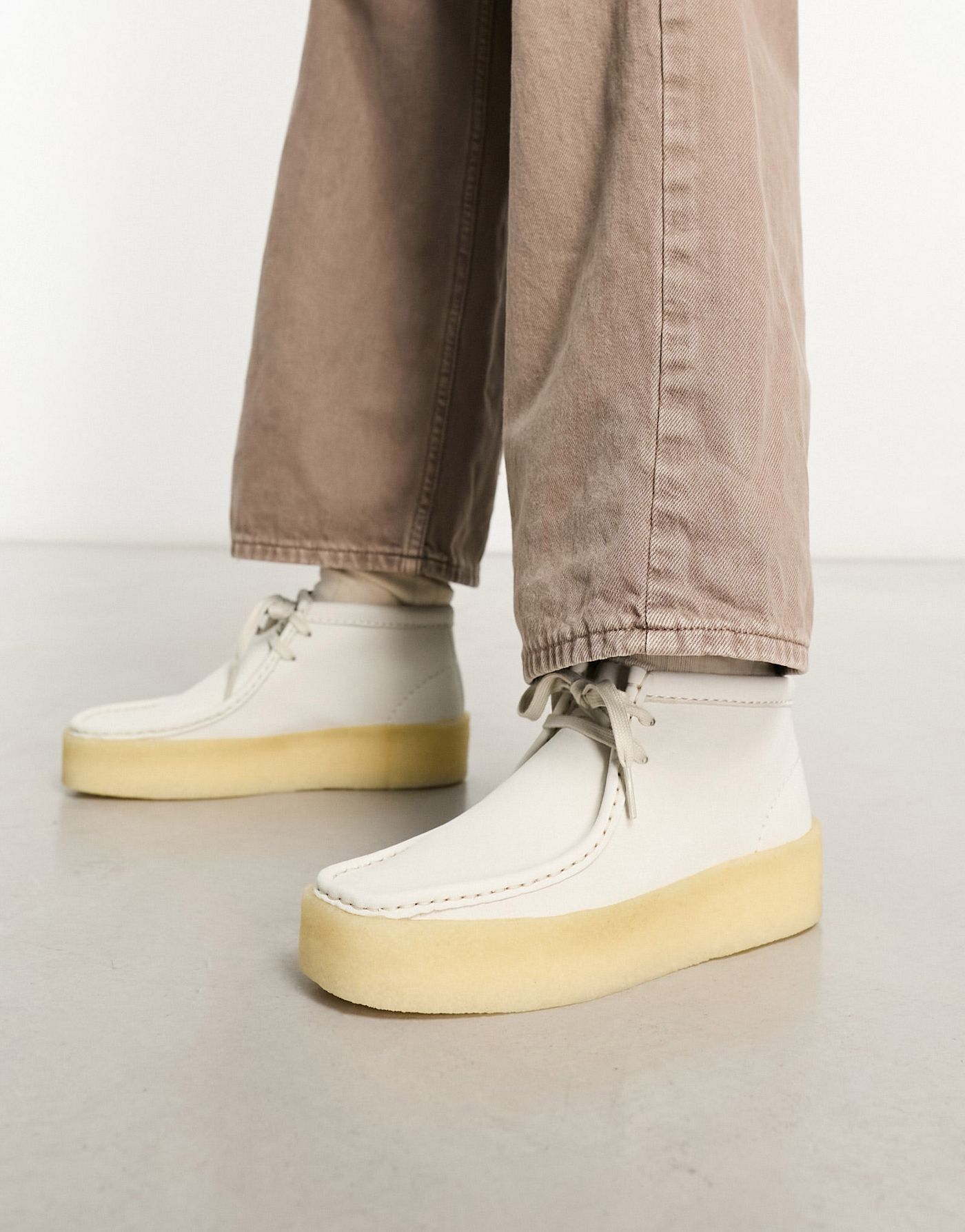 Clarks Originals Wallabee Cup sole boots in white leather