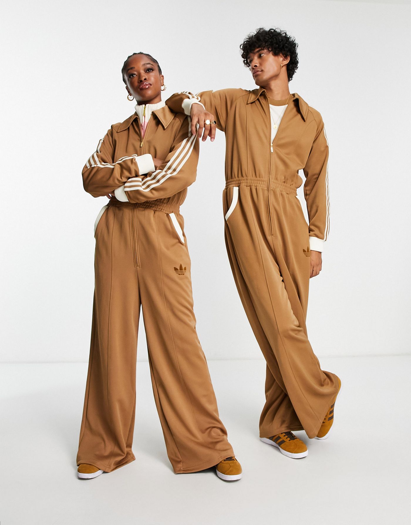 adidas Originals 'adicolor 70s' unisex jumpsuit in brown
