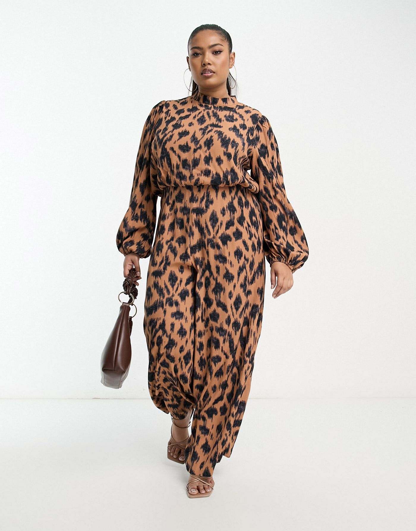 Never Fully Dressed Plus wide leg jumpsuit in leopard print