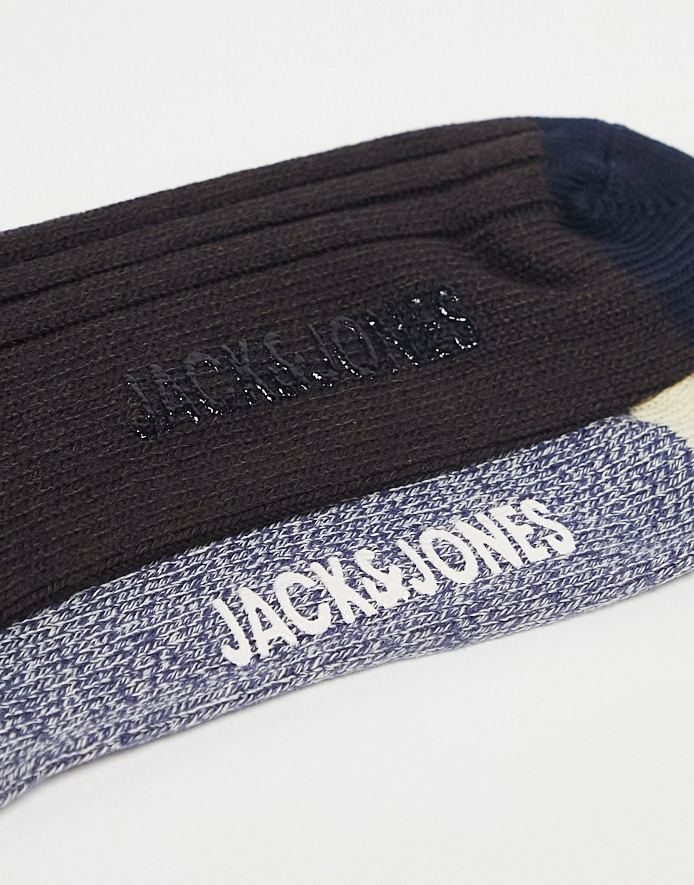 Jack & Jones 2 pack chunky rib socks in multi 