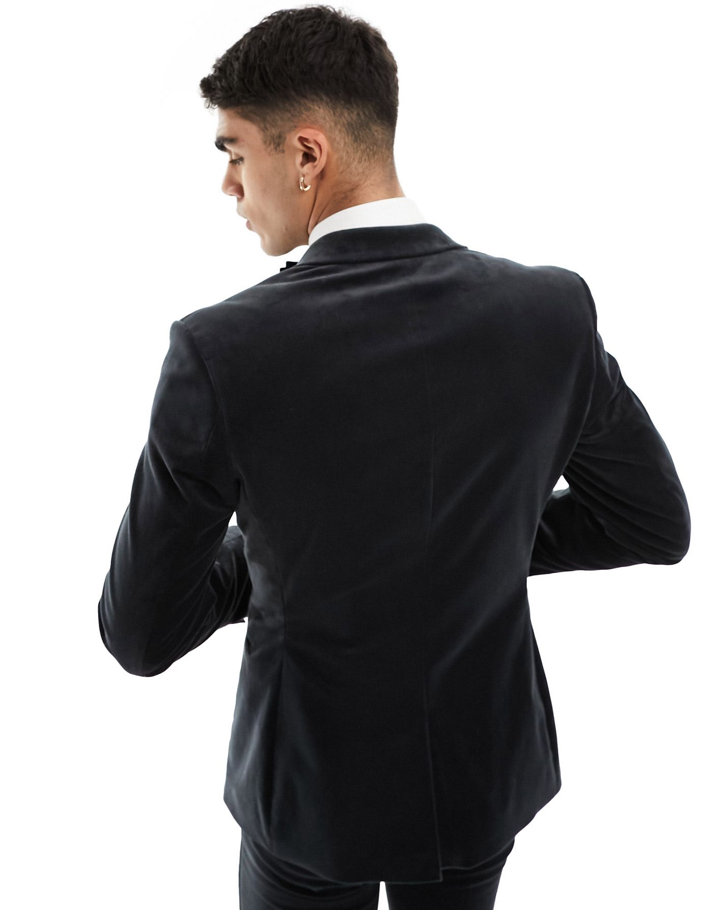 ASOS DESIGN skinny tuxedo suit jacket in black velvet