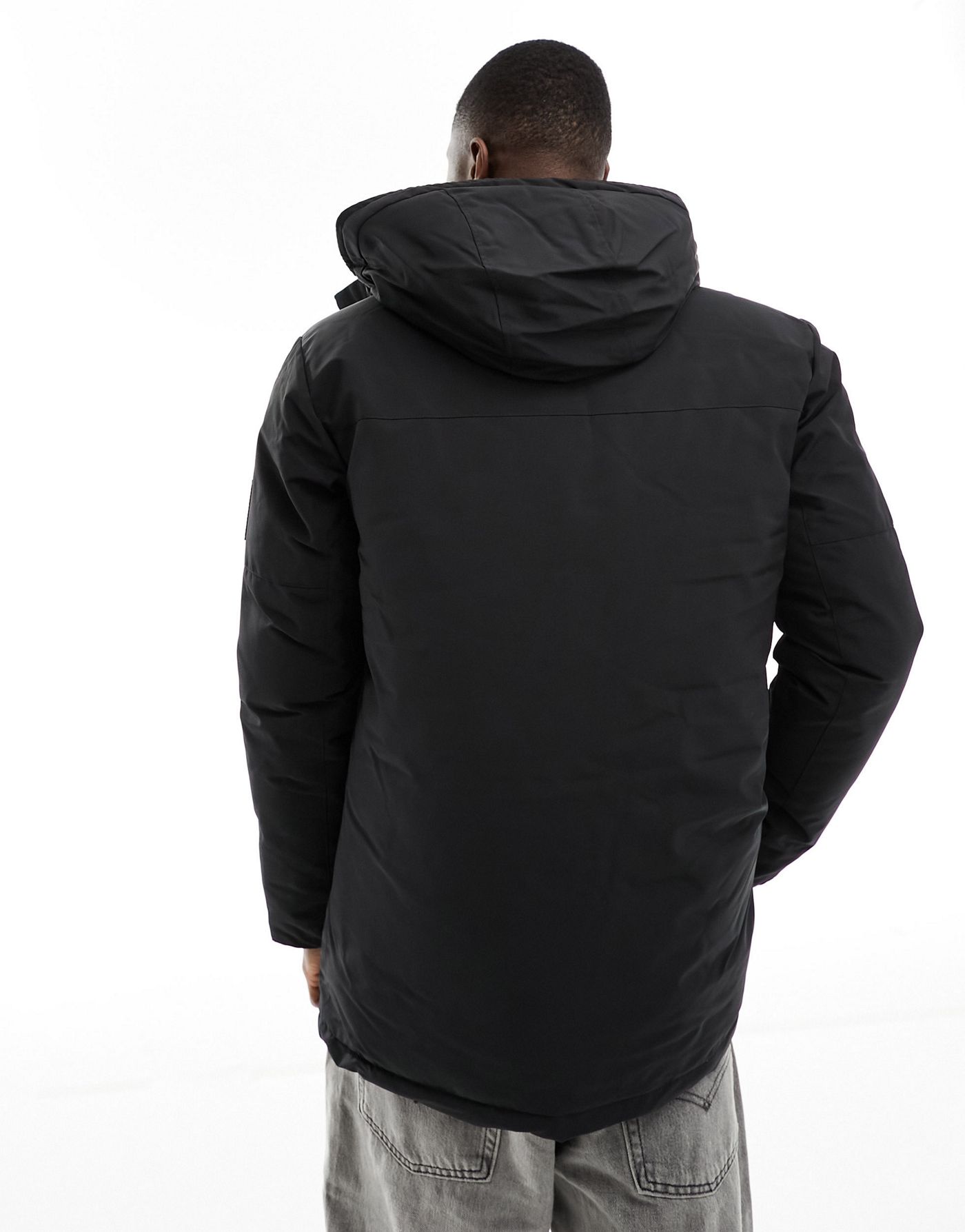 Jack & Jones Essentials rain repellent parka in black