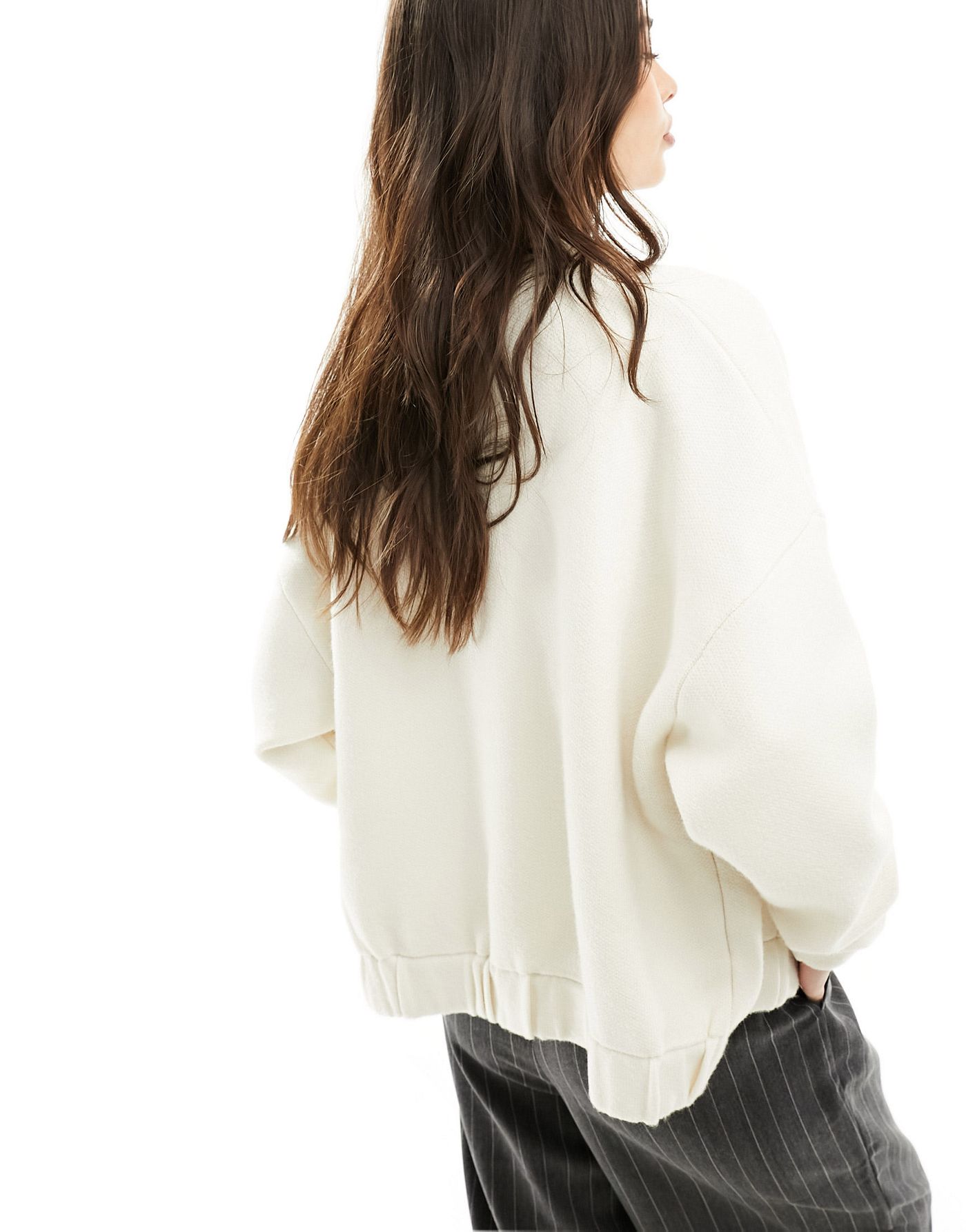 Mango oversized brushed bomber in oatmeal