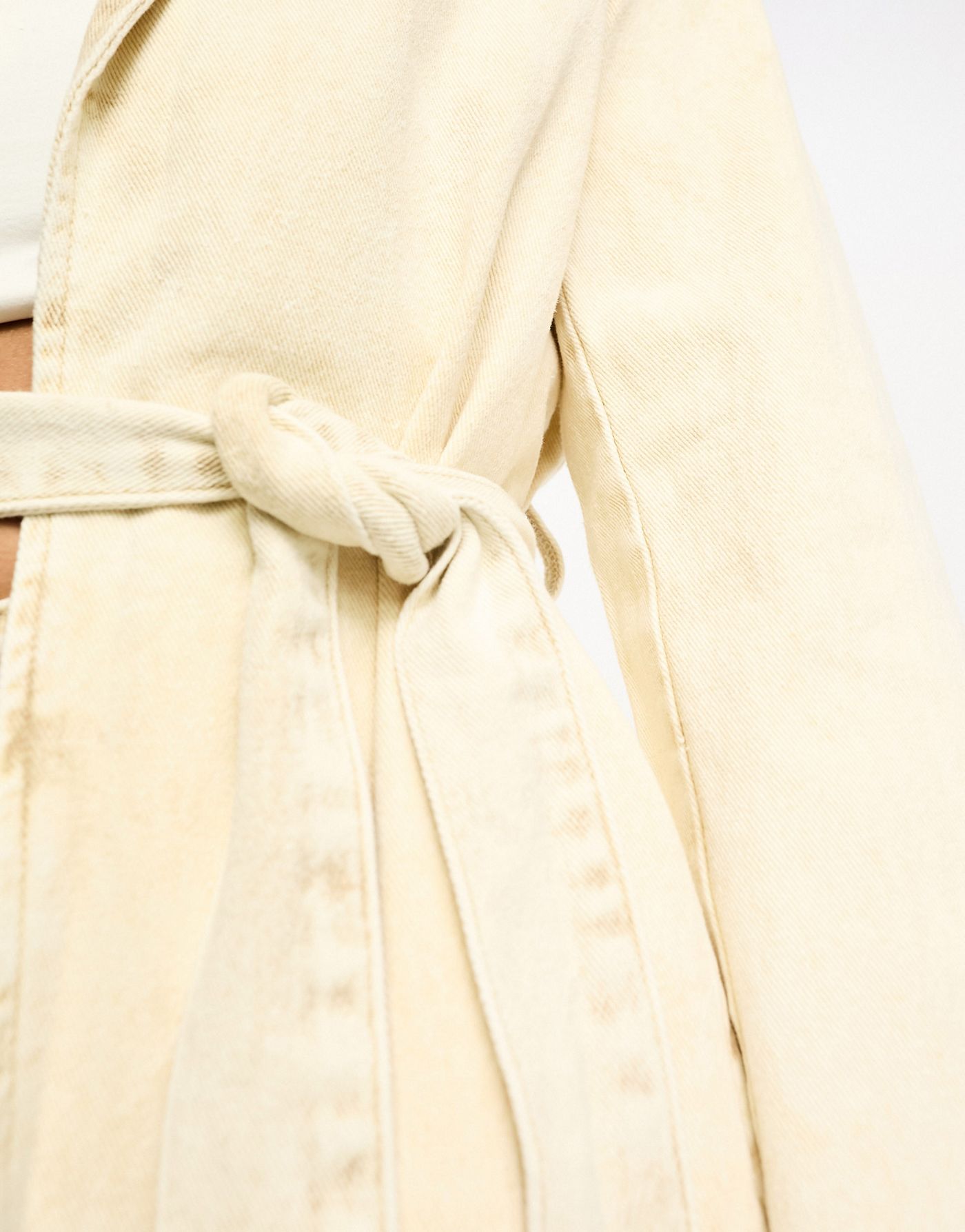 Kyo The Brand denim belted trench coat co-ord in washed sand