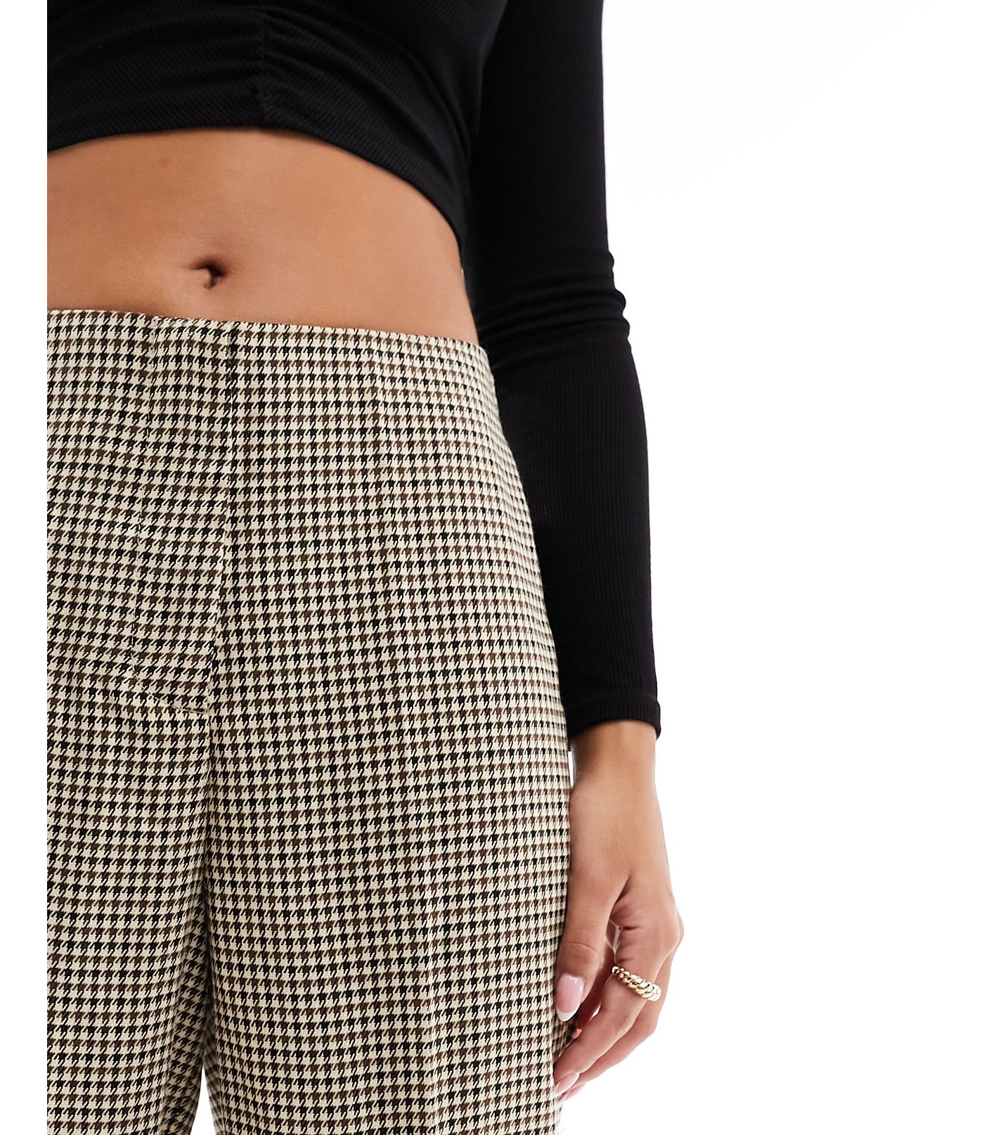 Vero Moda straight tailored trousers in brown check 