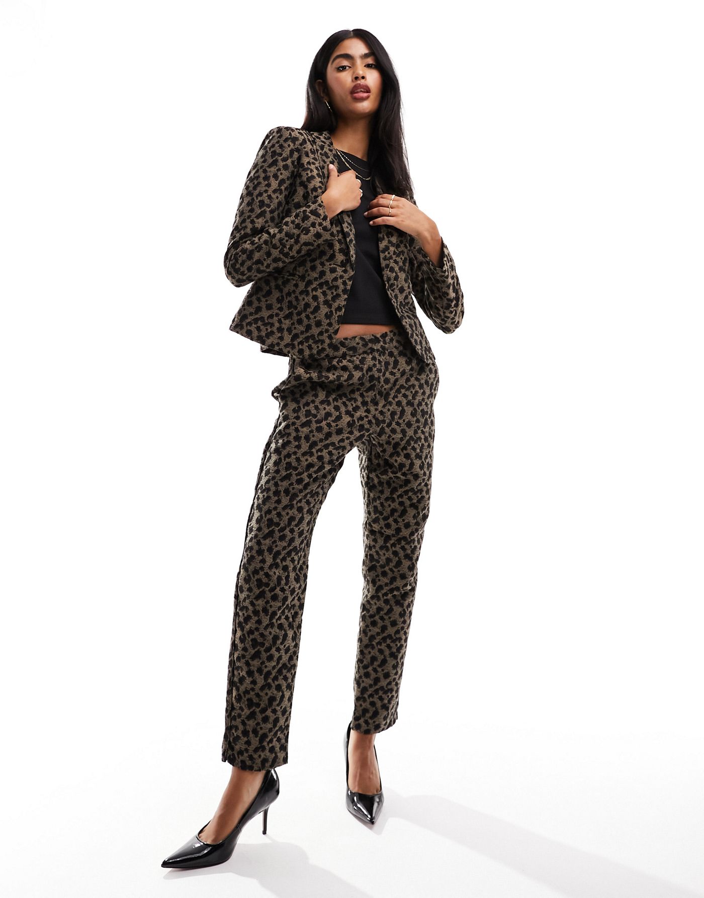 French Connection tailored jacquard trouser in animal co-ord