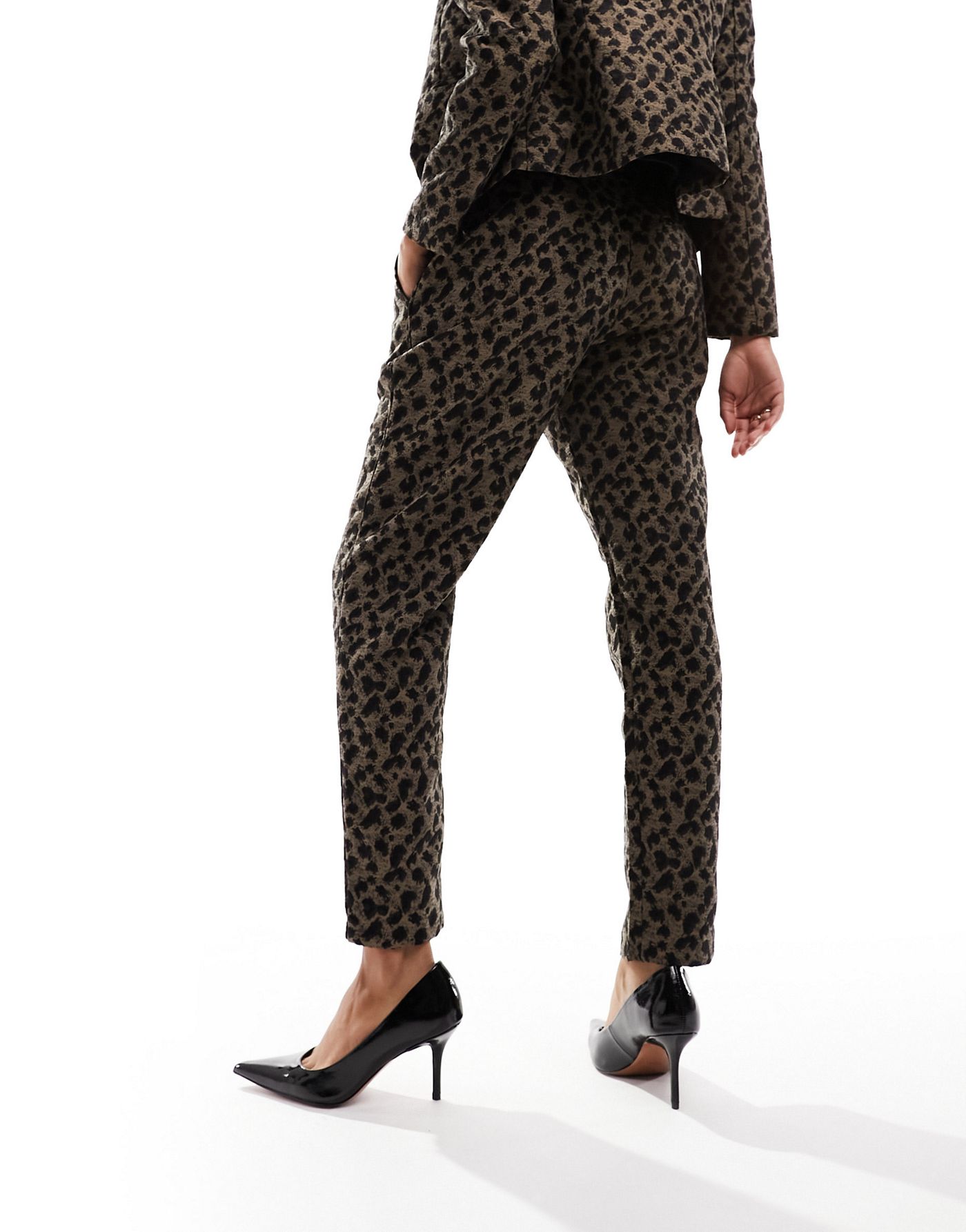 French Connection tailored jacquard trouser in animal co-ord