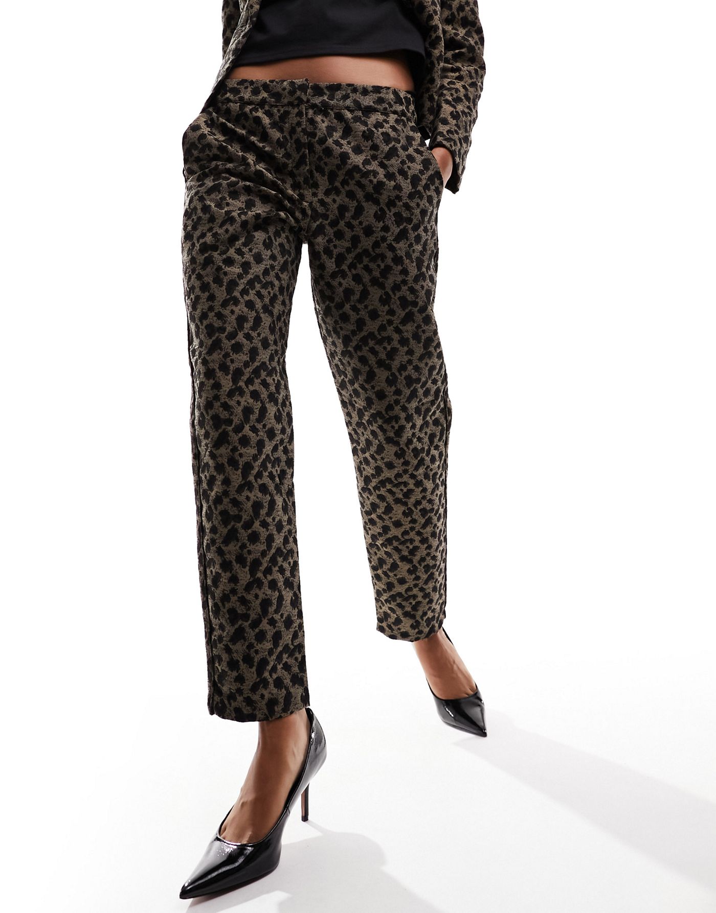 French Connection tailored jacquard trouser in animal co-ord