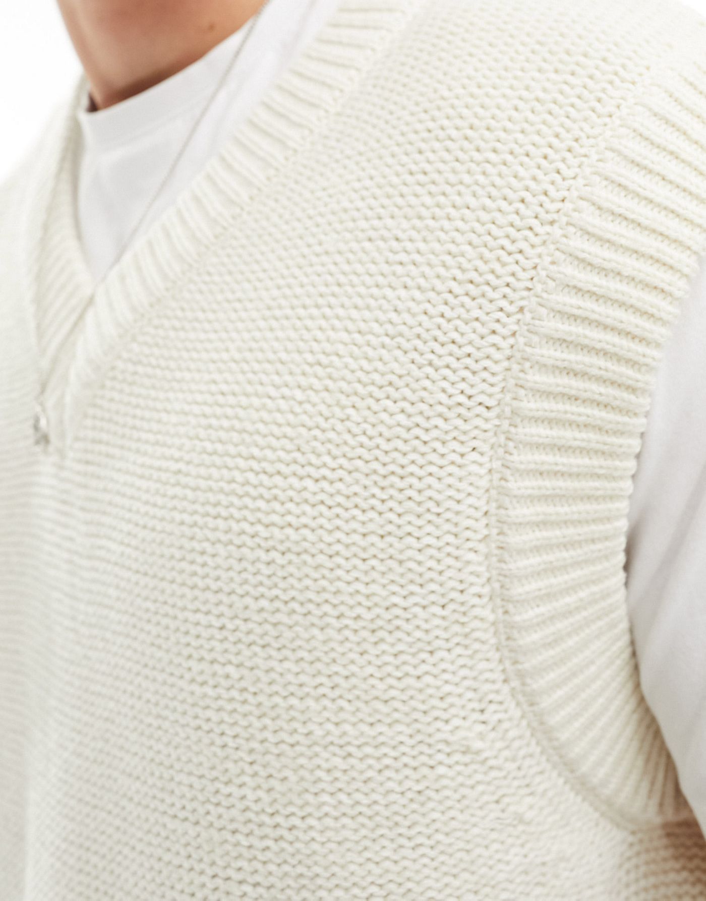 Only & Sons oversized knitted vest in white 