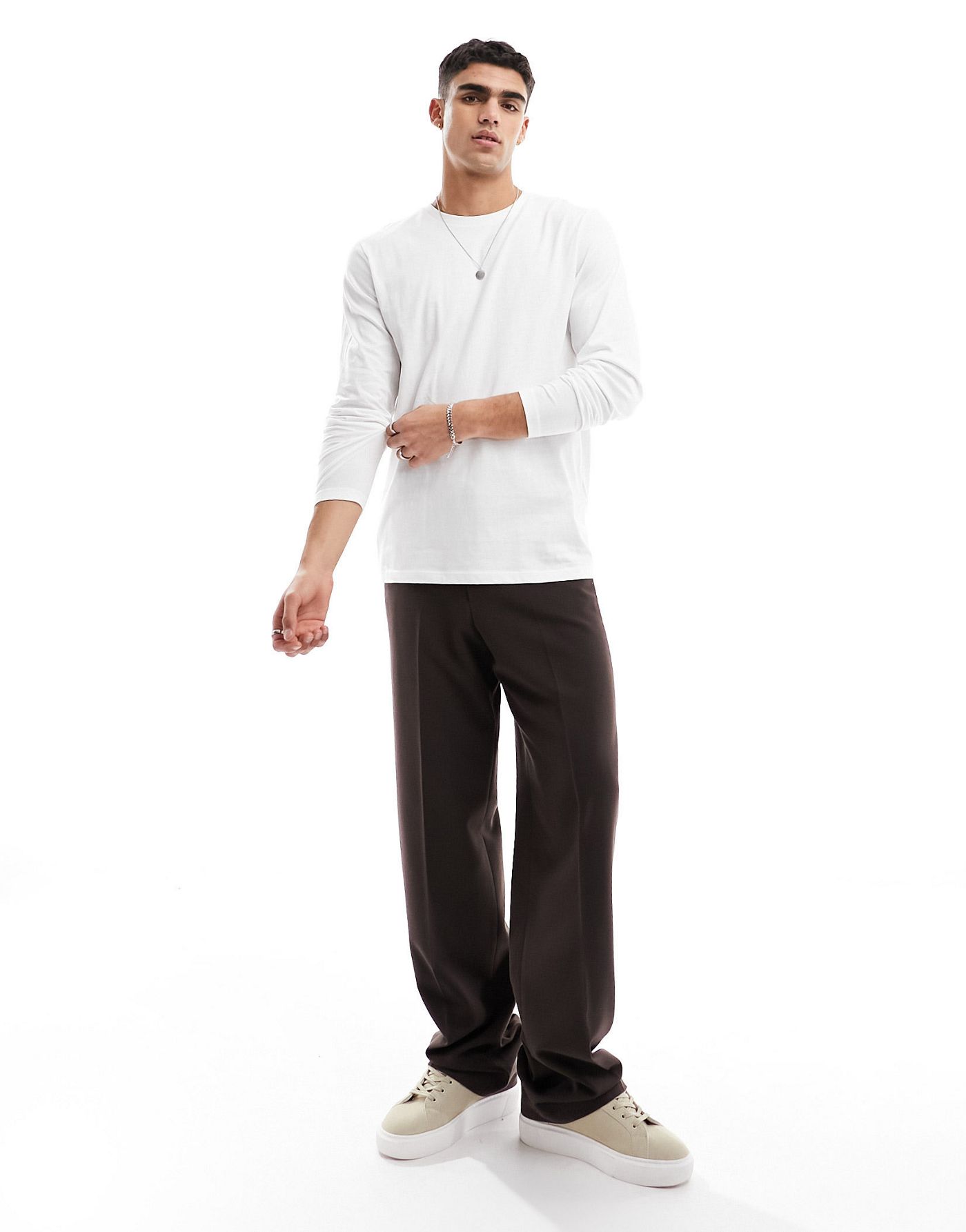 Selected Homme long sleeve tee in white