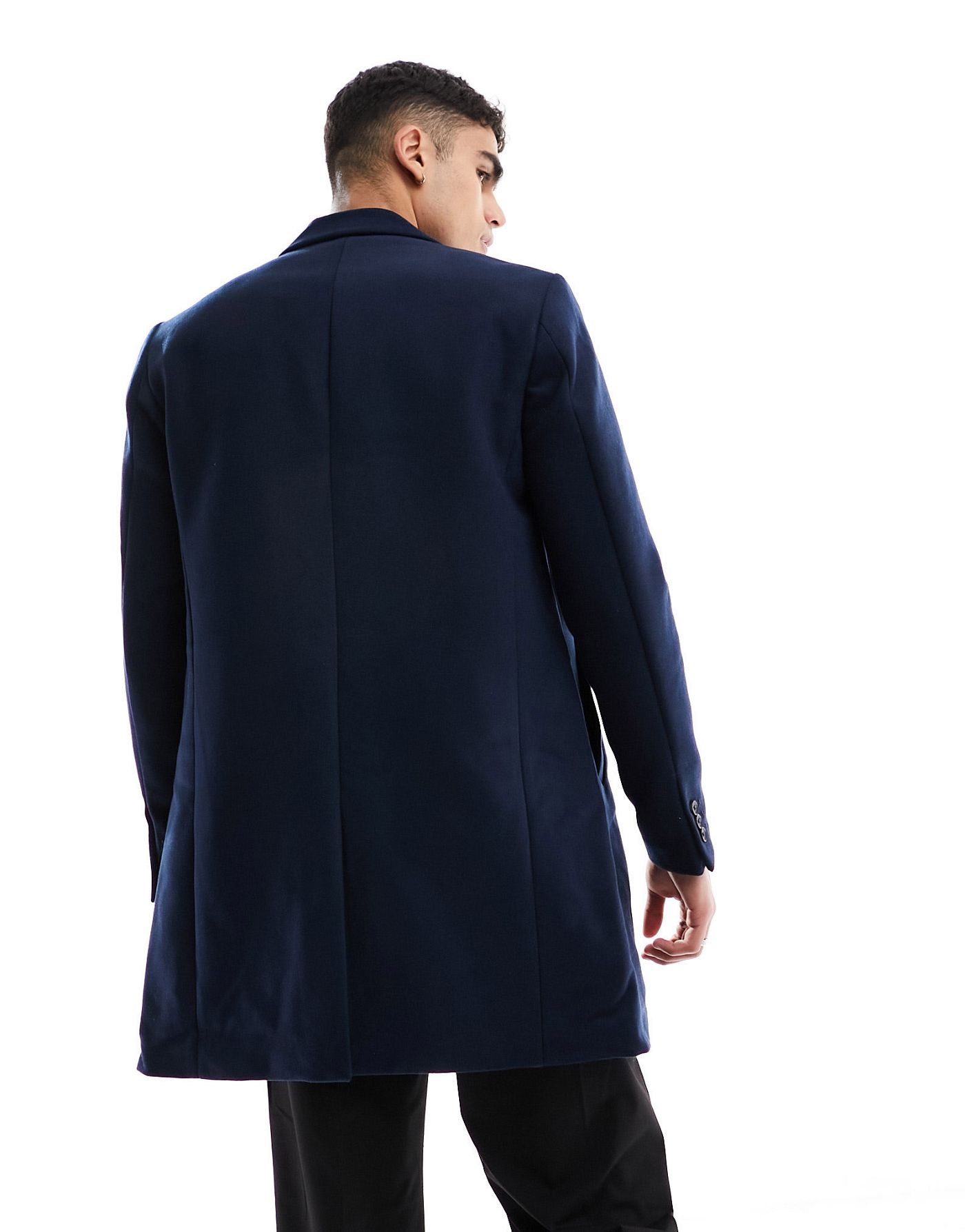 Jack & Jones Premium wool overcoat in navy