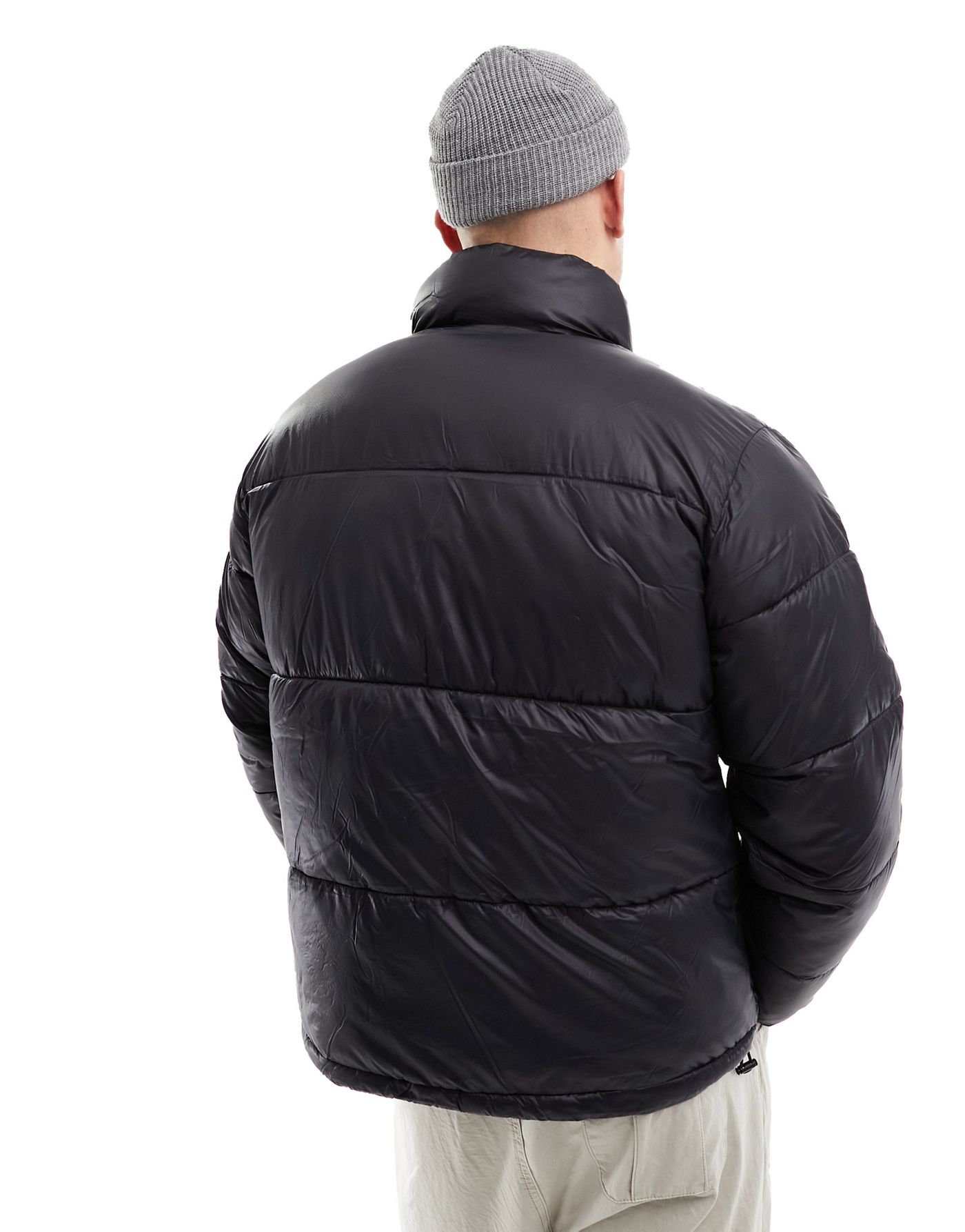 ONLY & SONS high shine puffer jacket in black