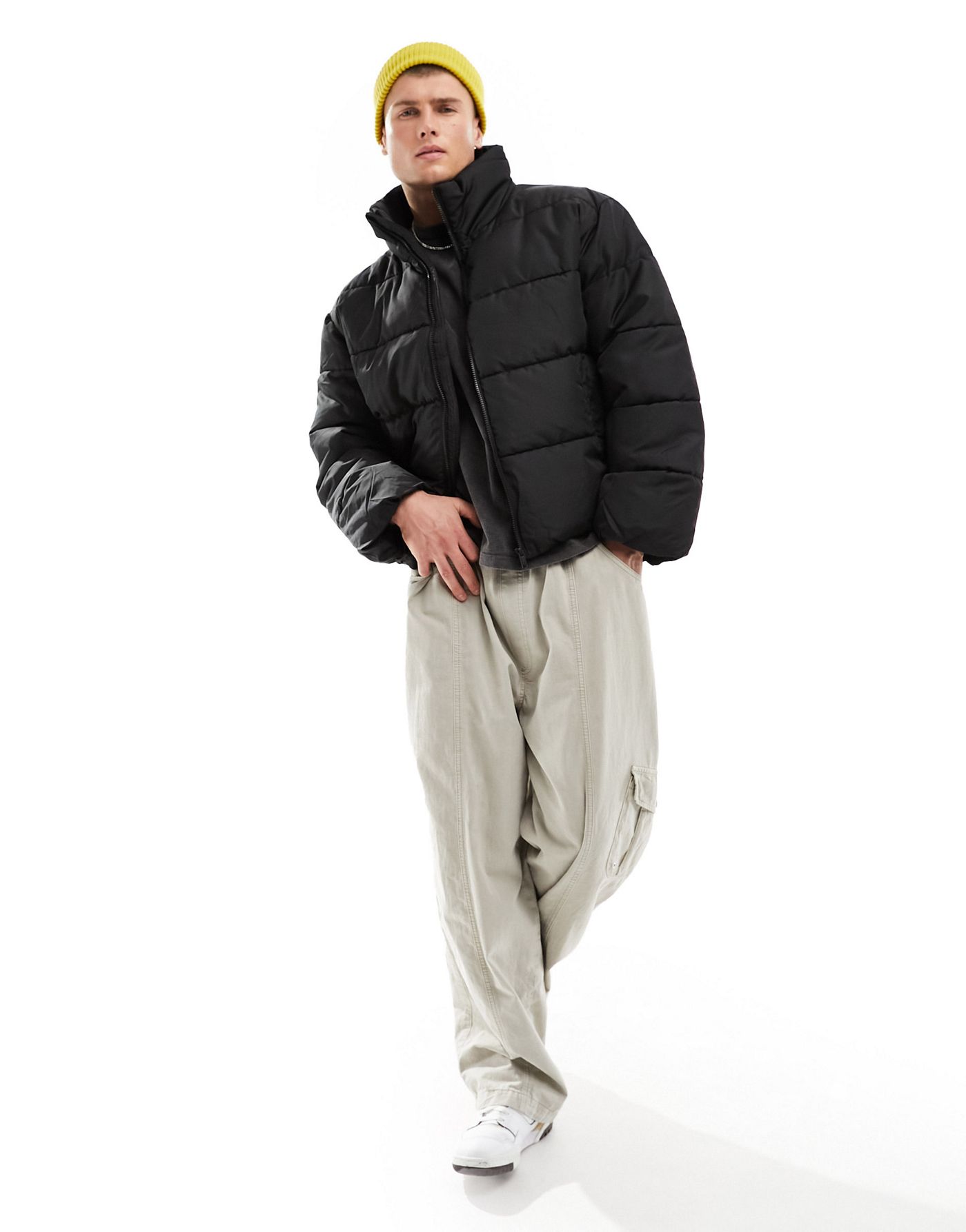 ONLY & SONS oversized puffer jacket in black