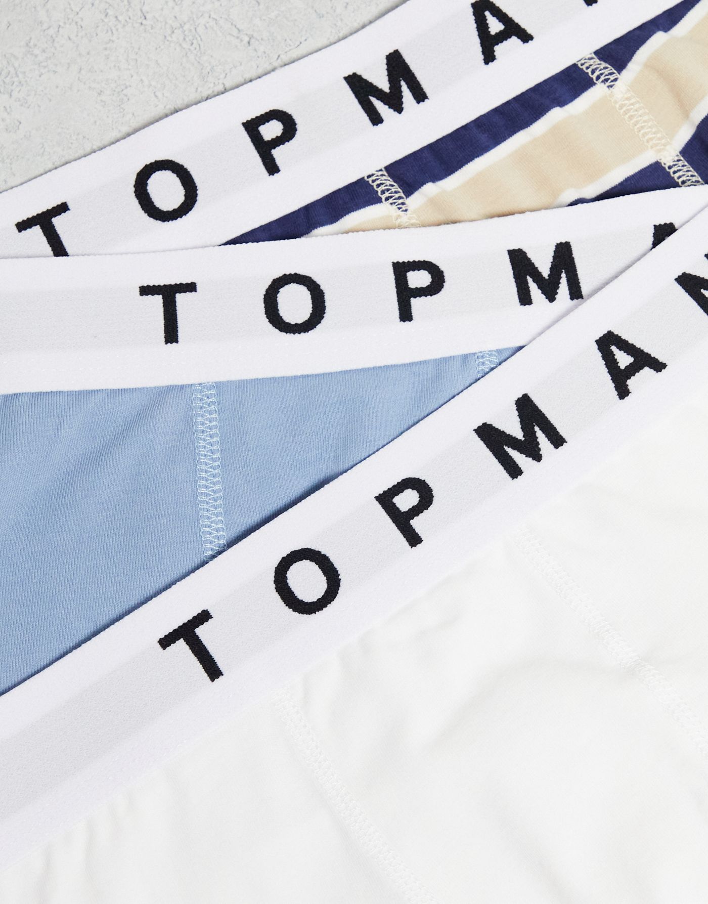 Topman 3 pack trunks in blue, white and navy stripe