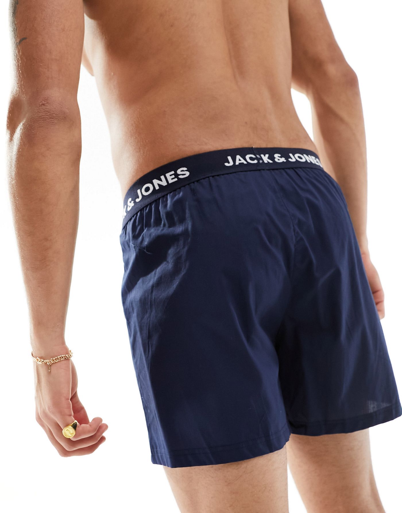 Jack & Jones 2 pack woven trunks in navy & check