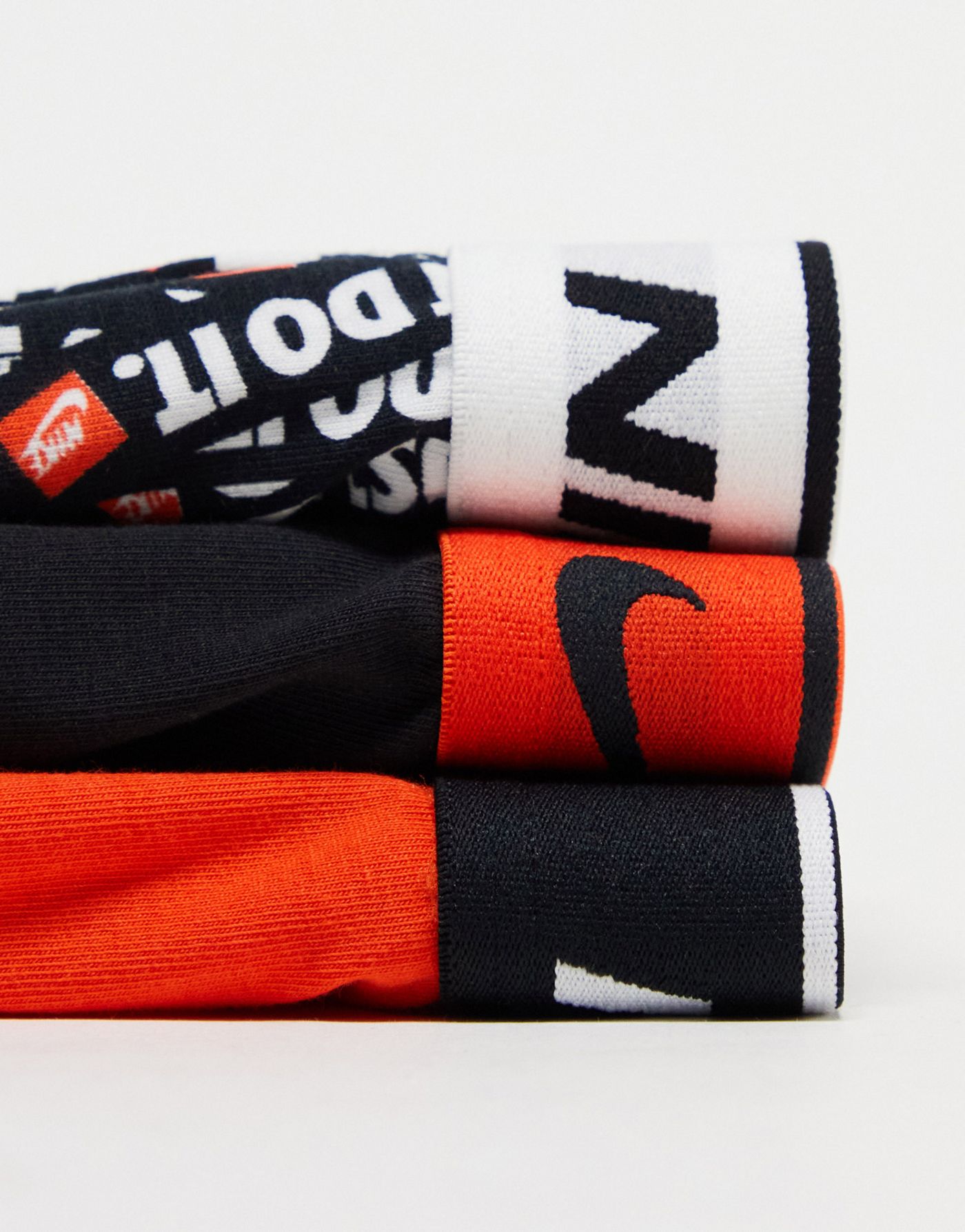 Nike Everyday Cotton Stretch trunks 3 pack in black/orange