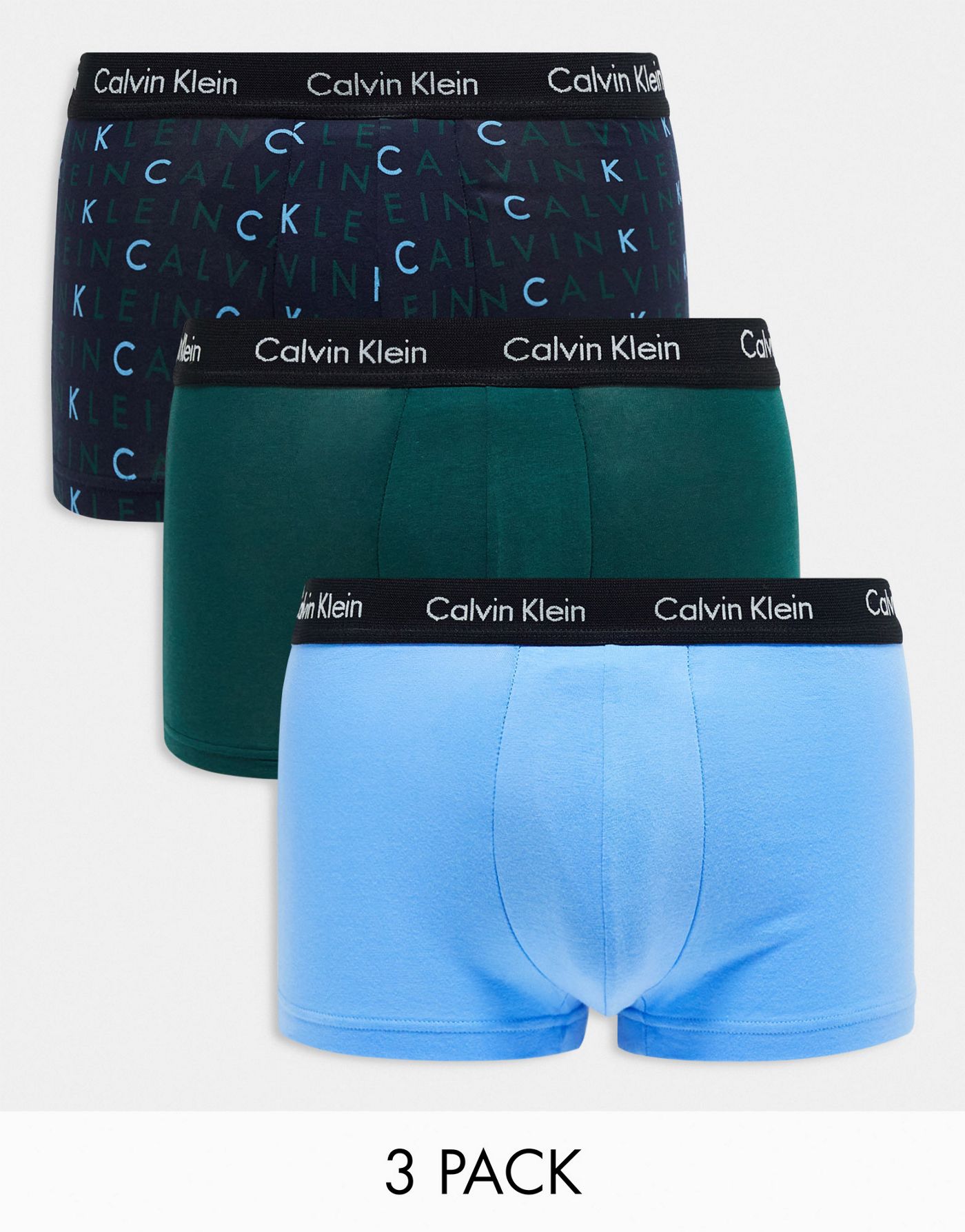 Calvin Klein low rise trunks 3 pack in cotton stretch - MULTI