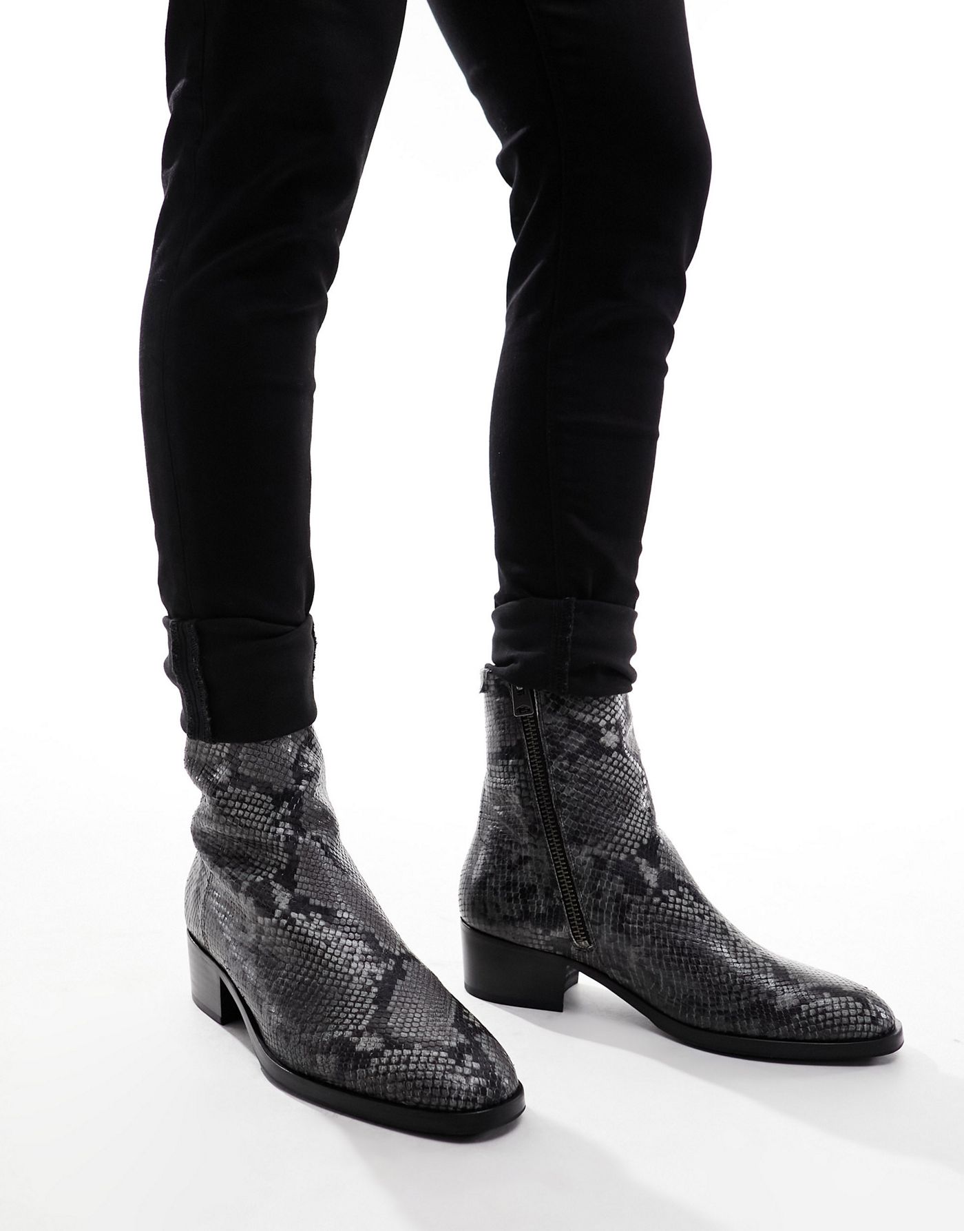 AllSaints Bonham leather boots in snake