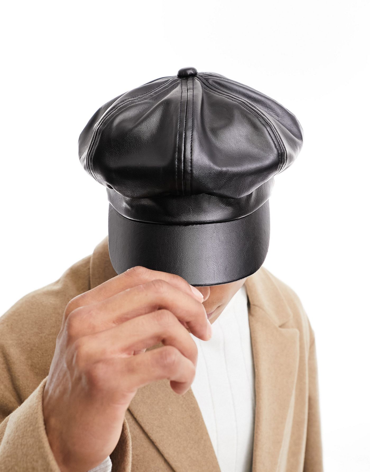 ASOS DESIGN baker boy cap in black 