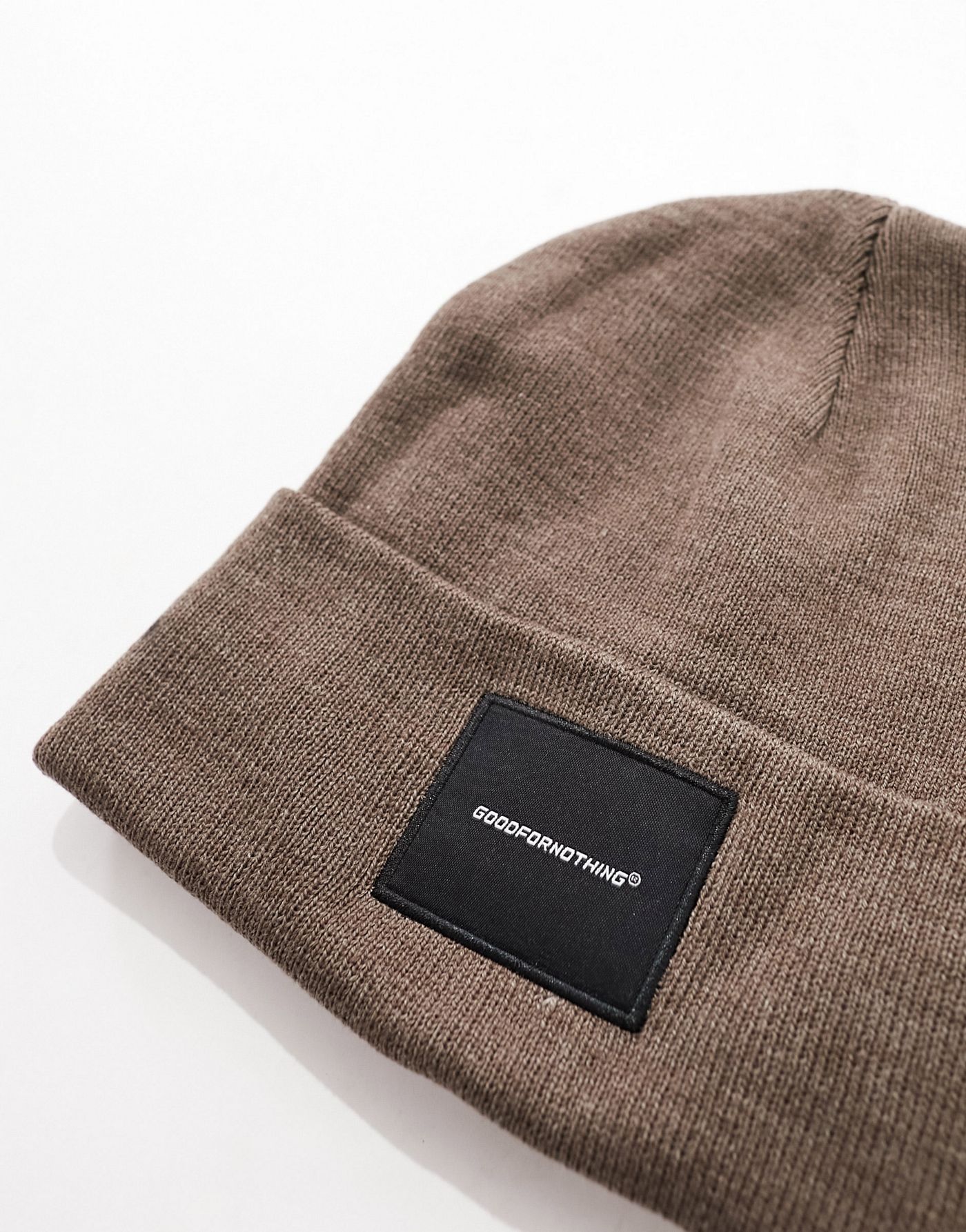Good For Nothing patch logo beanie in brown