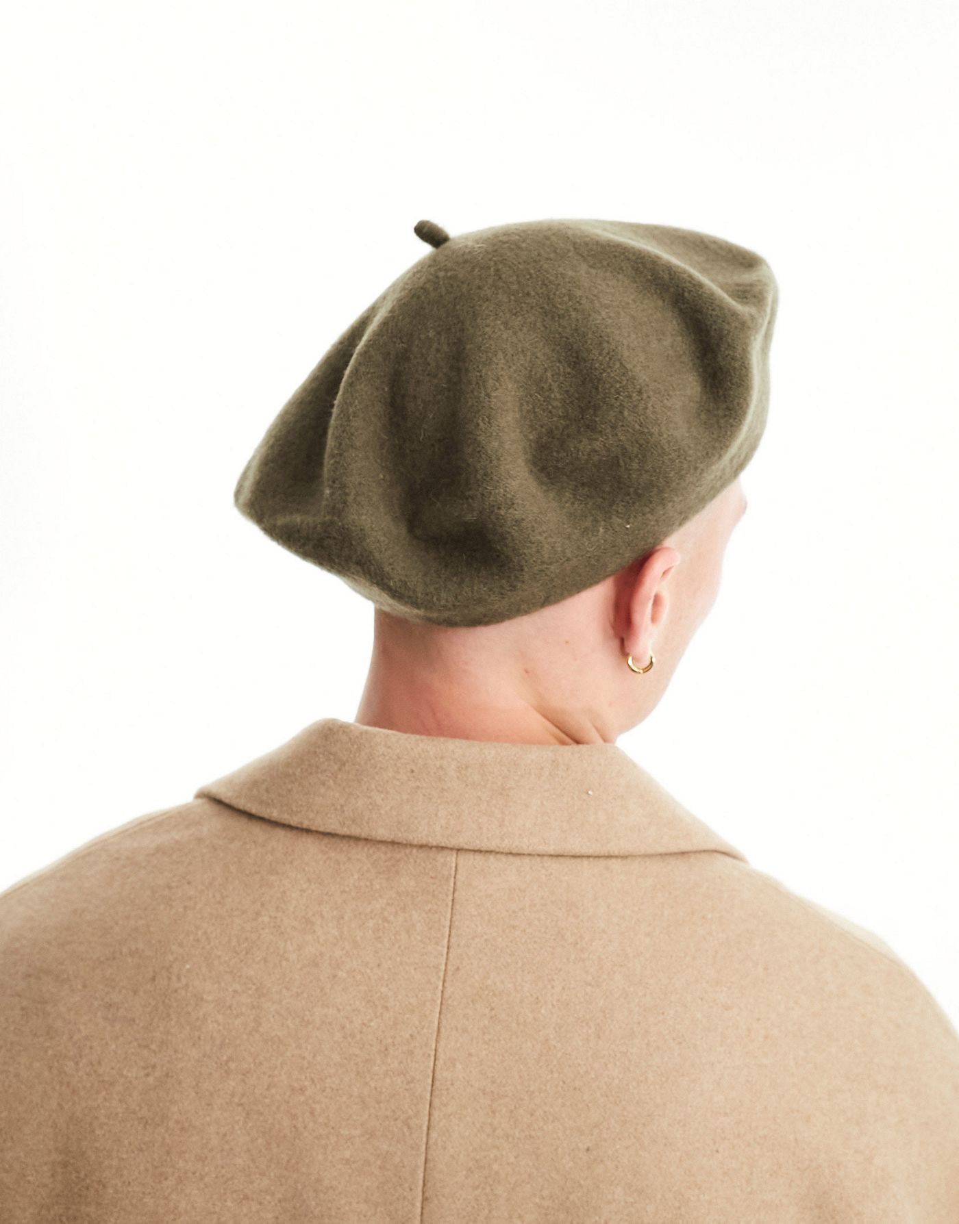 ASOS DESIGN wool beret in khaki 