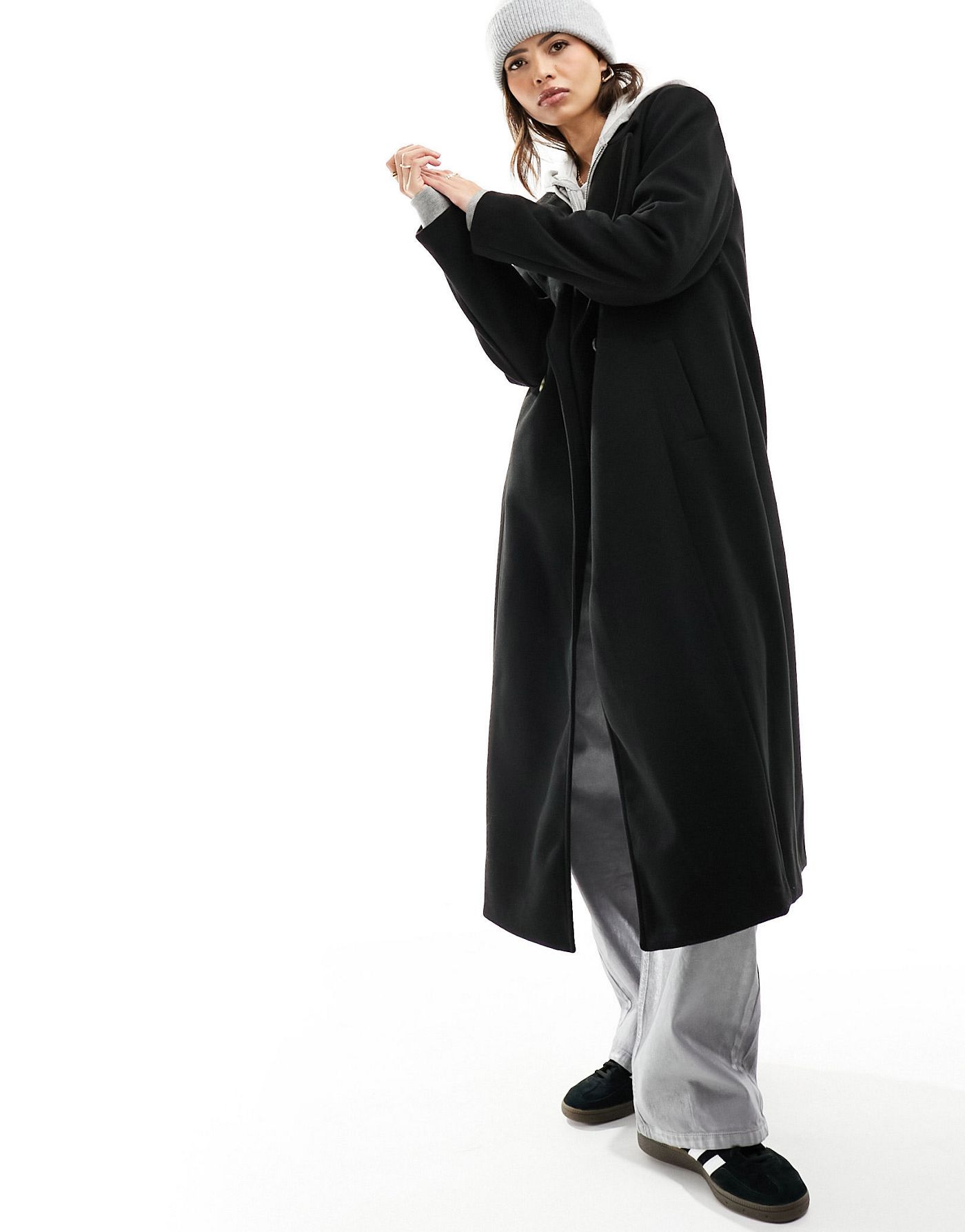 JDY longline coat in black
