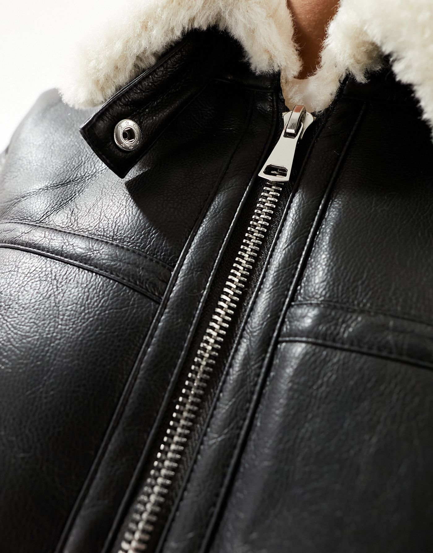 NA-KD faux fur bonded jacket in black