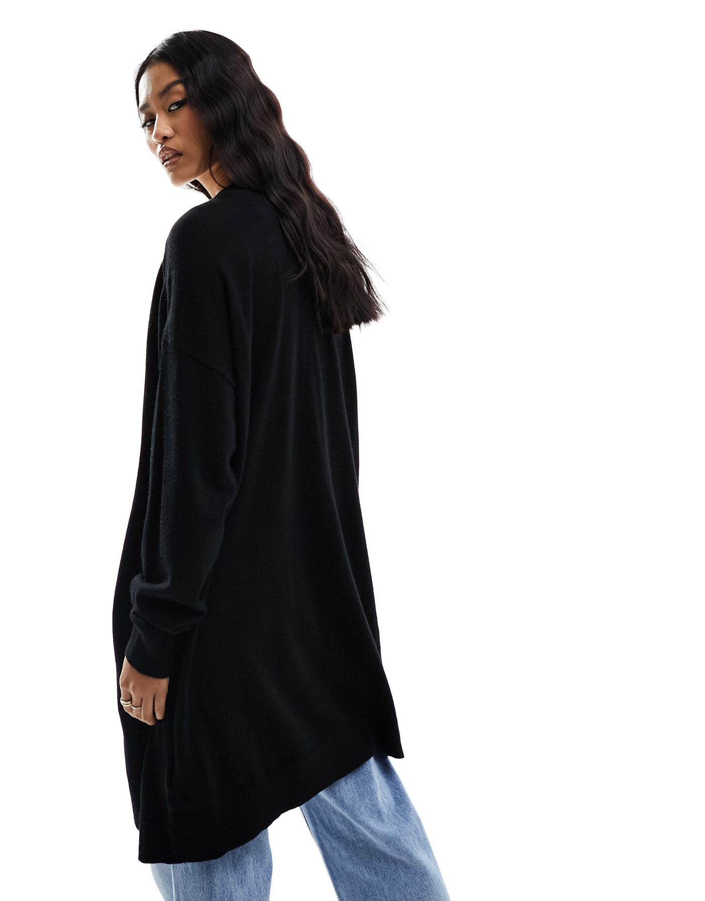 Only button down longline cardigan in black