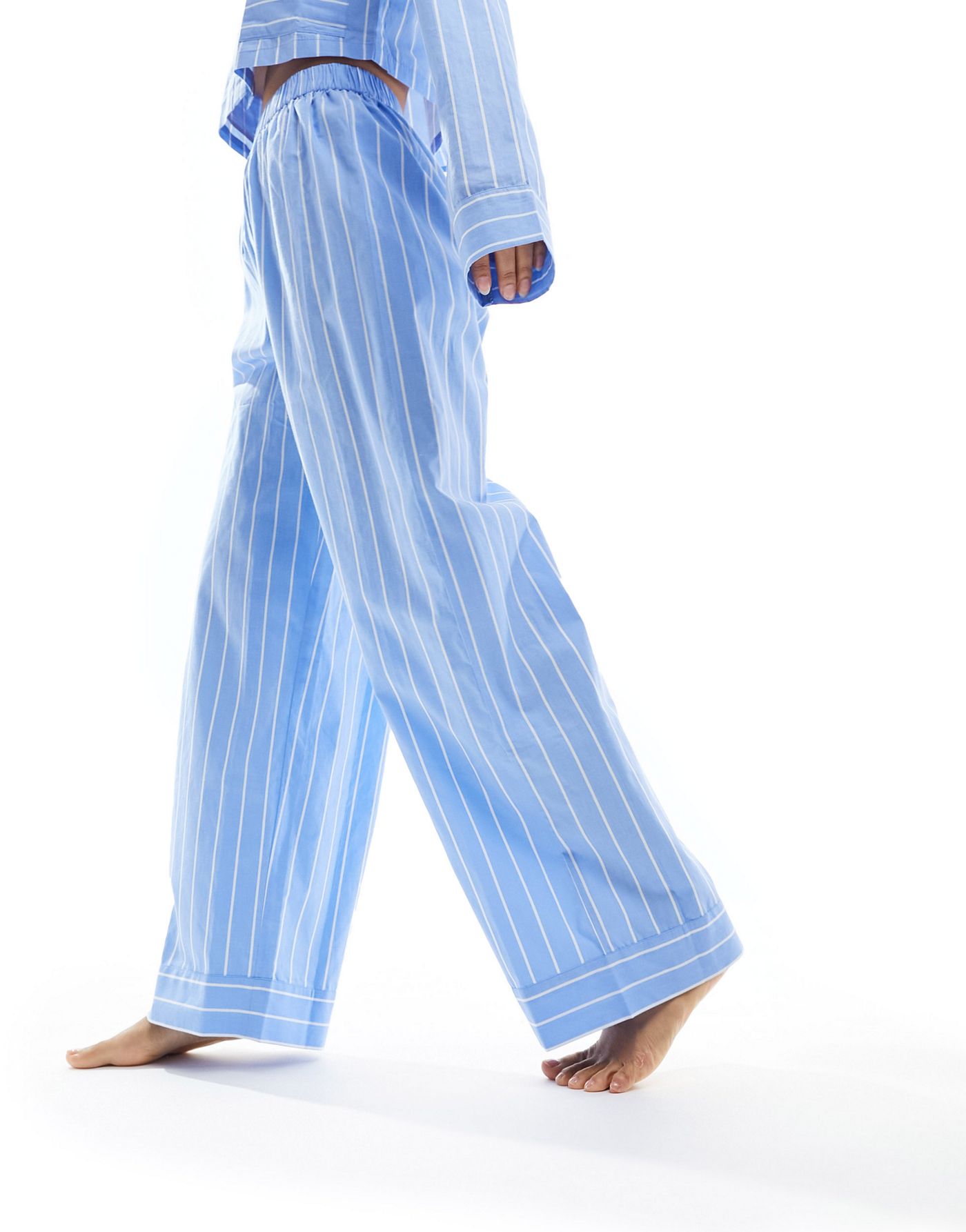 Luna oversized pyjama bottoms co ord in blue stripe