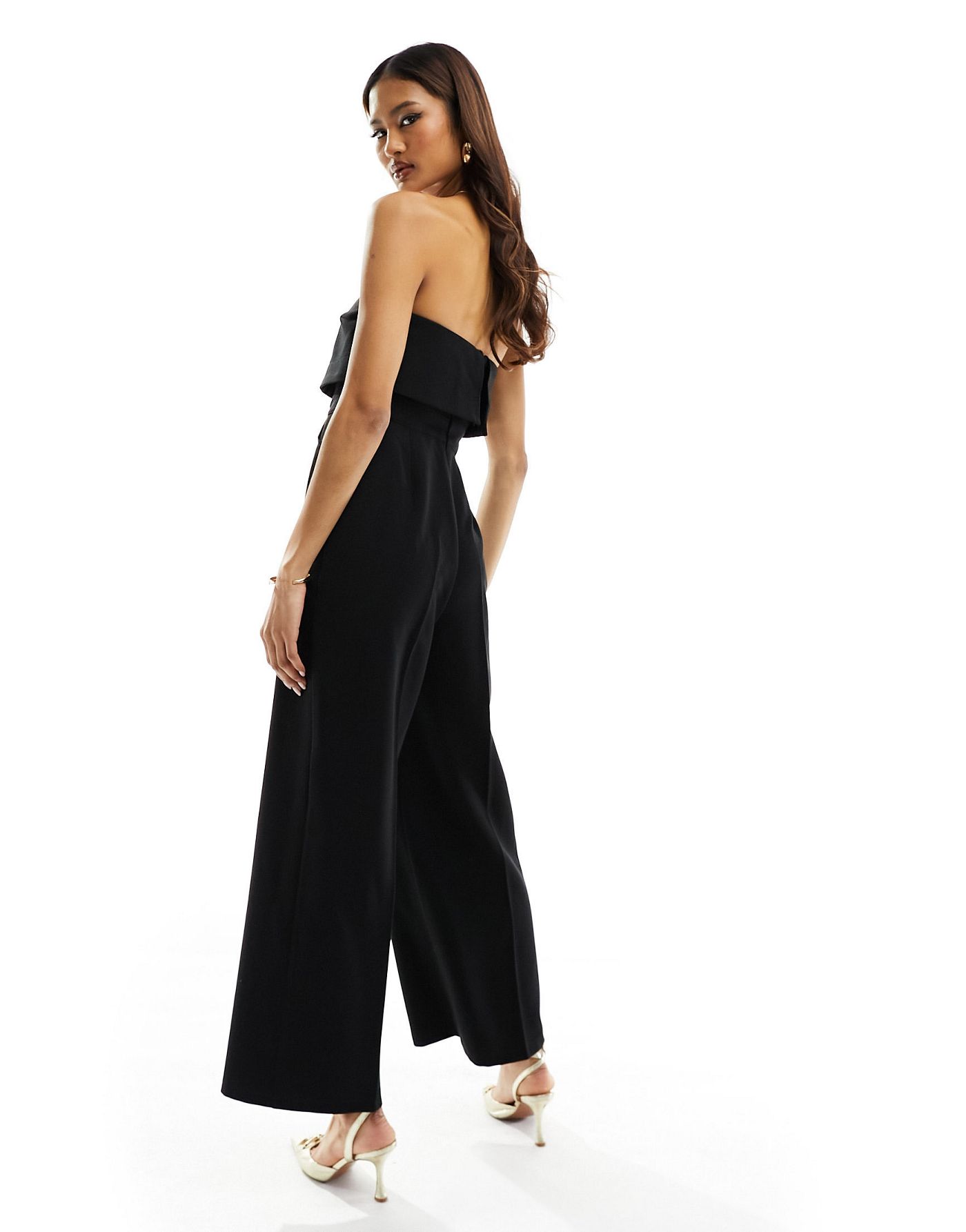 River Island bandeau tailored jumpsuit in black