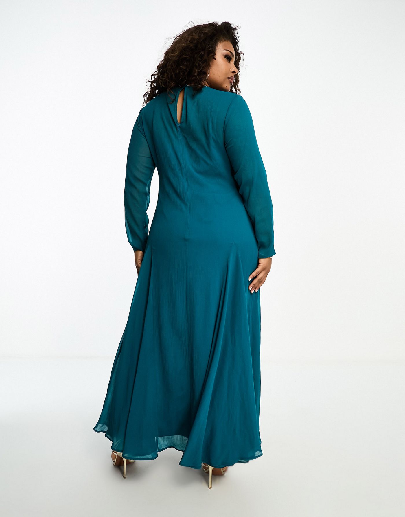 ASOS DESIGN Curve sheer chiffon maxi tent dress in teal