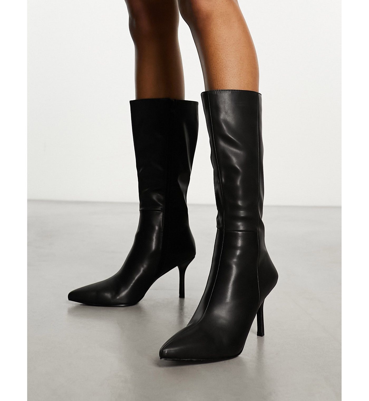 RAID Wide Fit Elodiee heeled knee boots with pointed toe in black