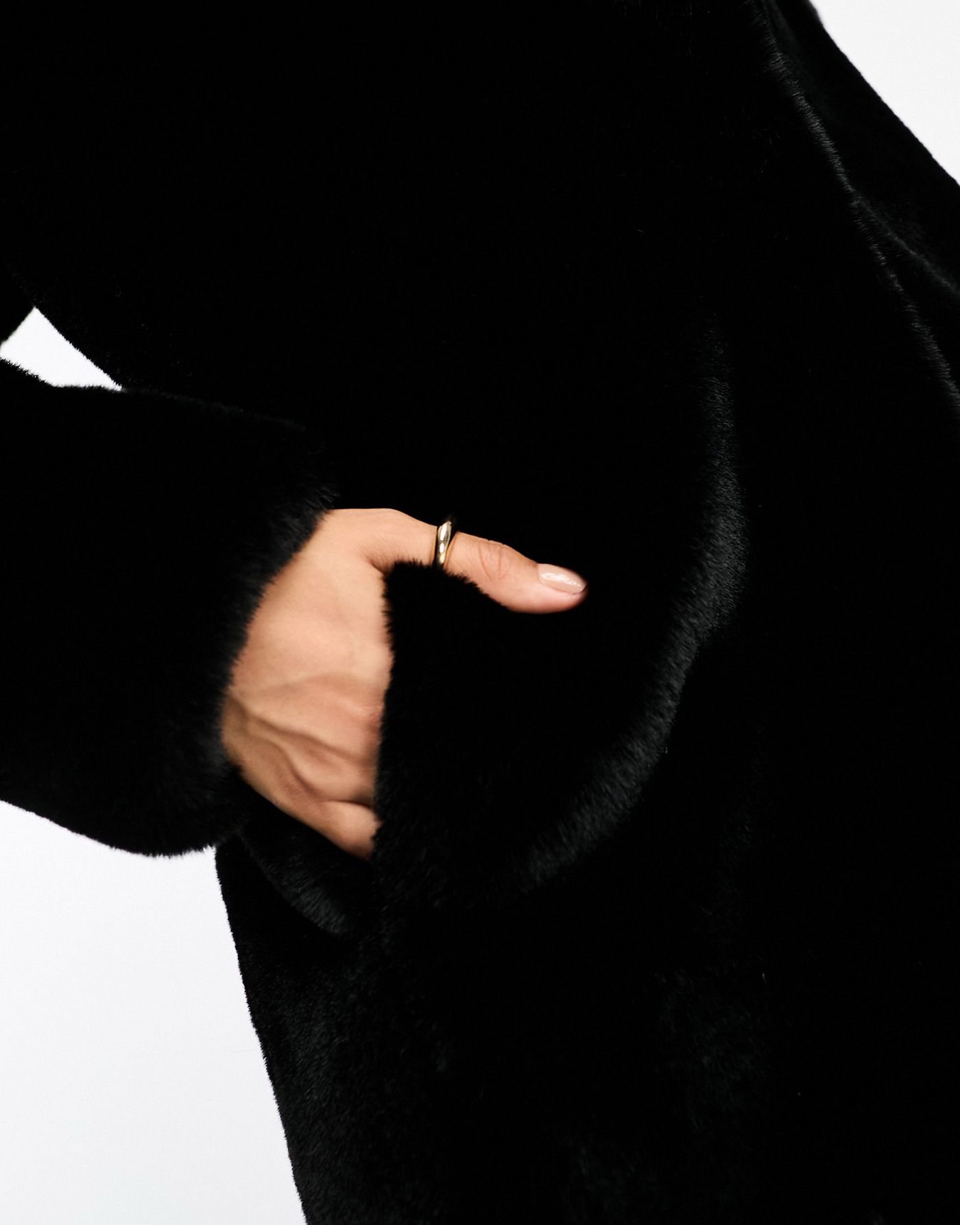 Forever New Petite faux fur maxi coat in black