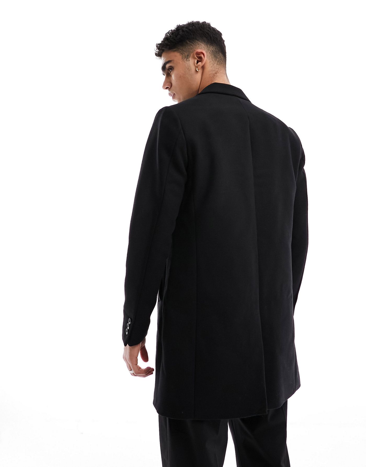 Jack & Jones Premium wool overcoat in black