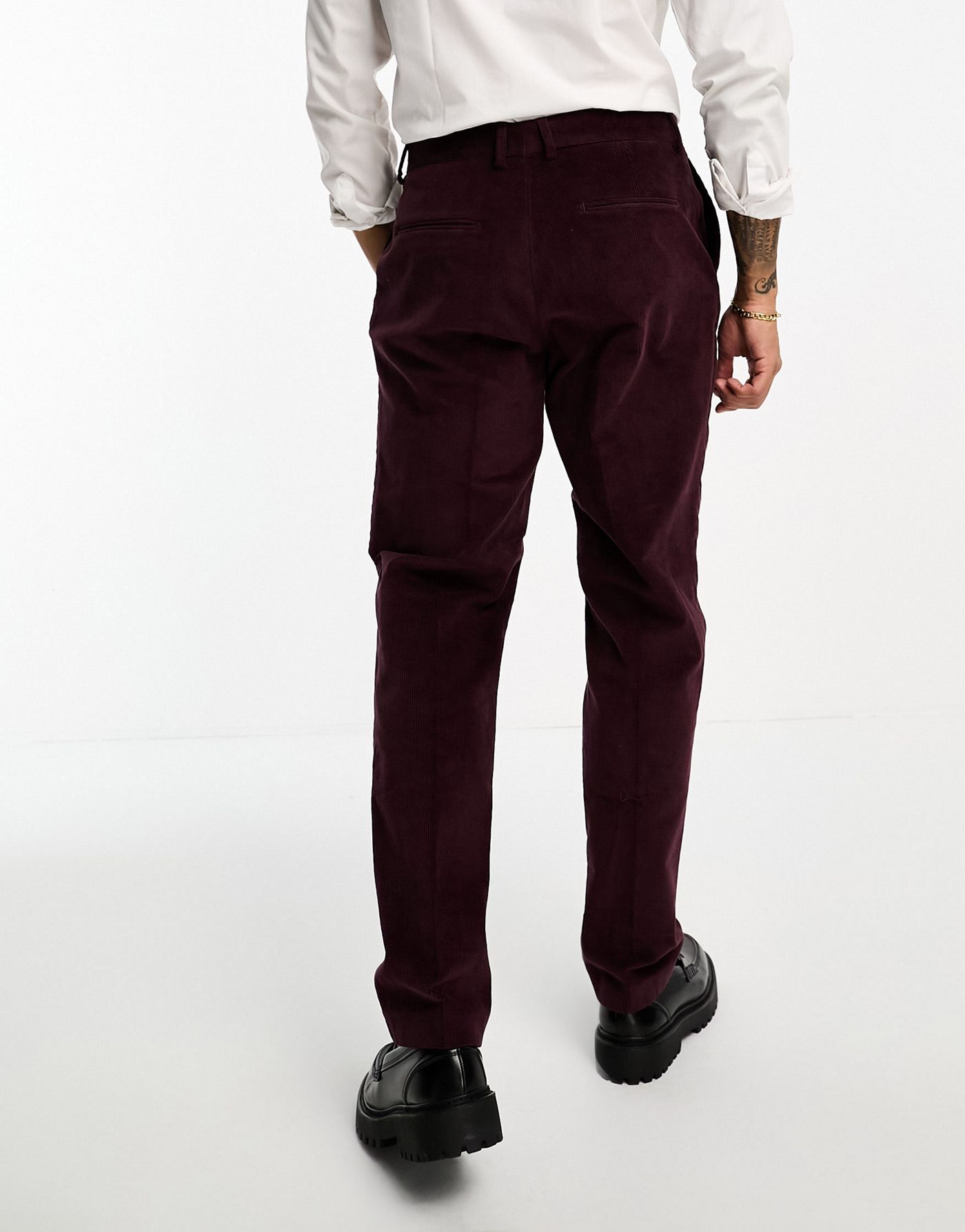 Shelby and Sons pollard suit trousers in burgundy