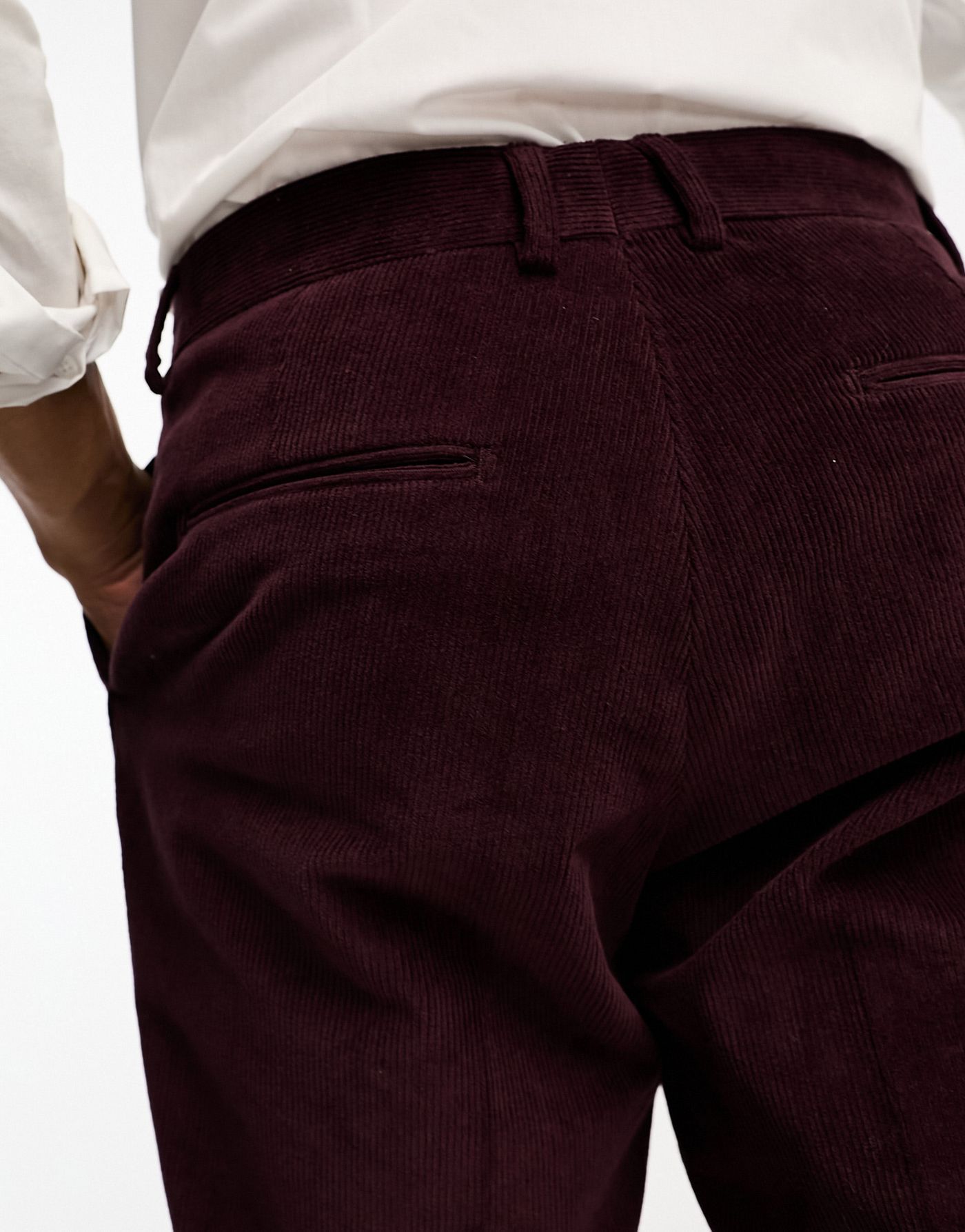 Shelby and Sons pollard suit trousers in burgundy