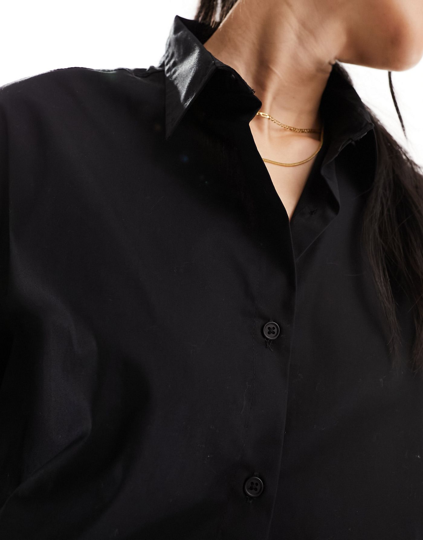 Bershka oversized poplin shirt in black 