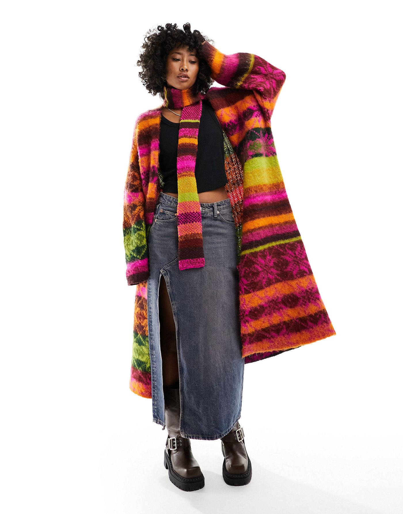 Free People super soft oversized longline cardigan in multi