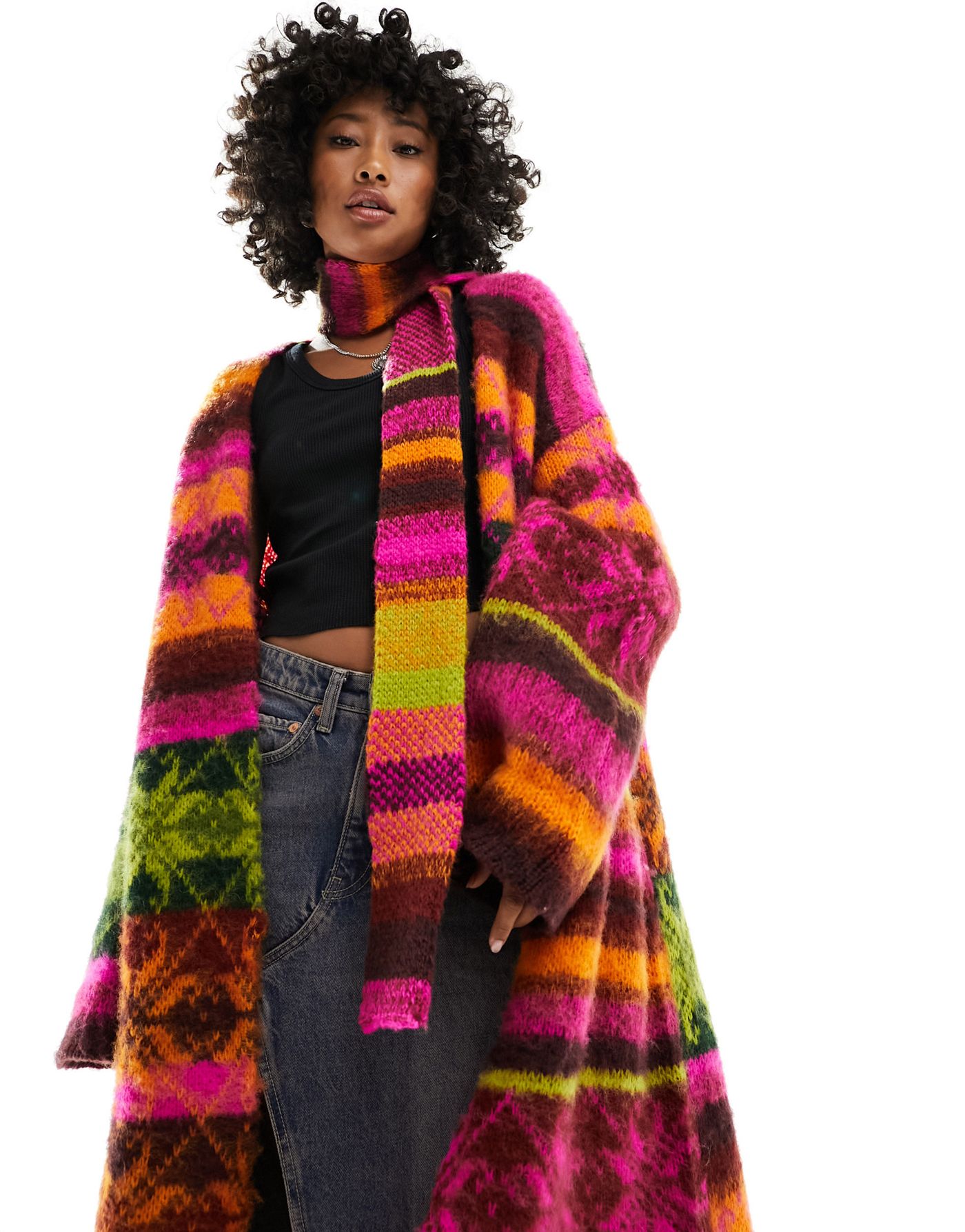 Free People super soft oversized longline cardigan in multi