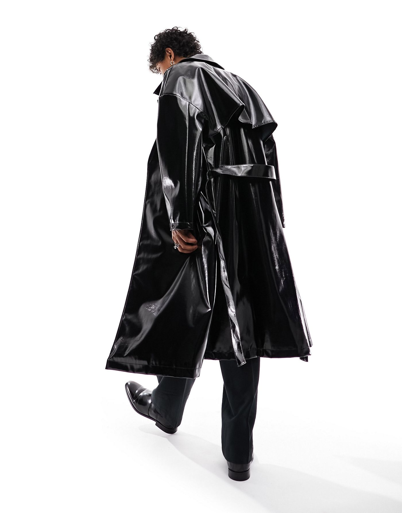 ASOS DESIGN oversized high shine faux leather trench coat