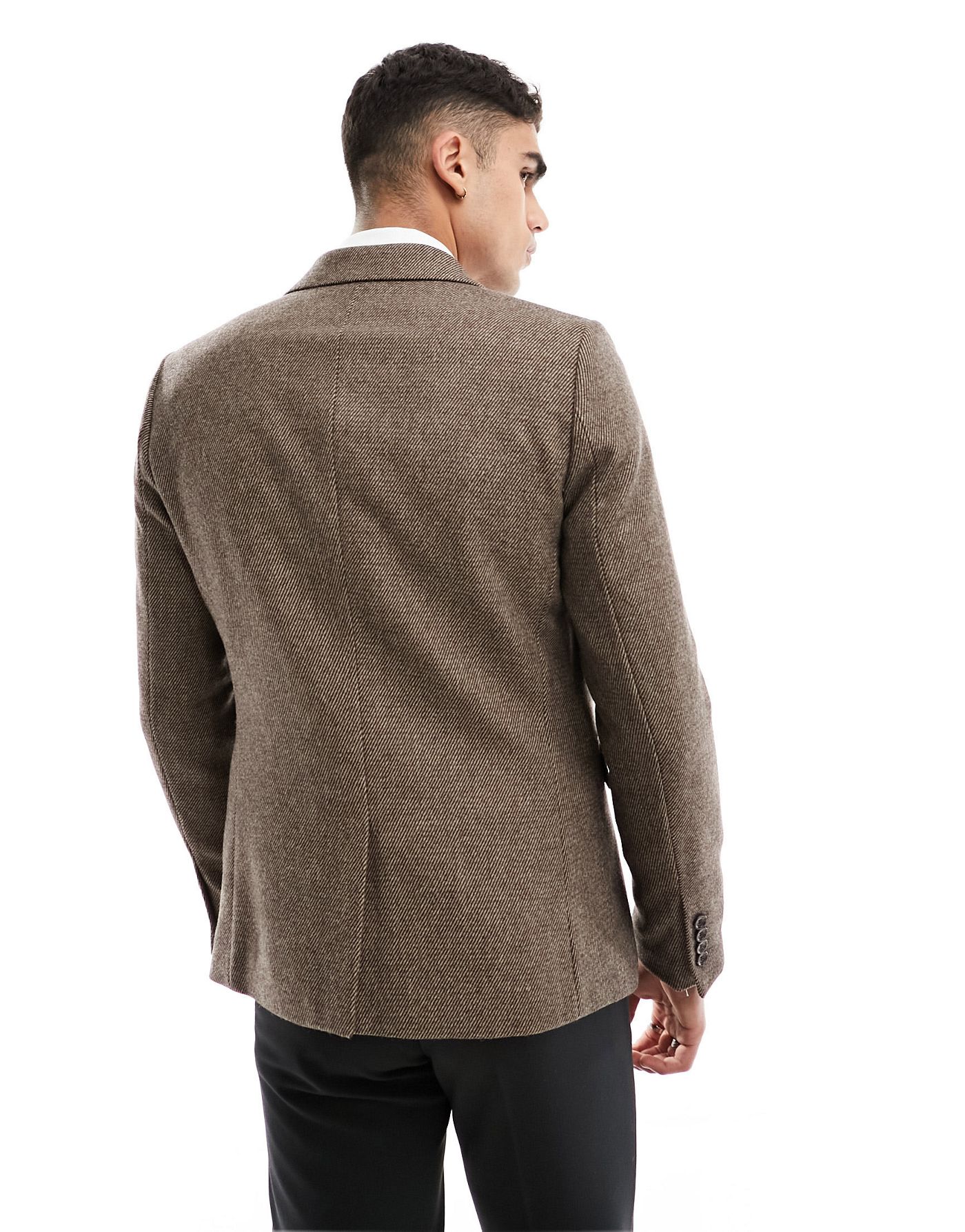 Gianni Feraud brown slim tweed suit jacket