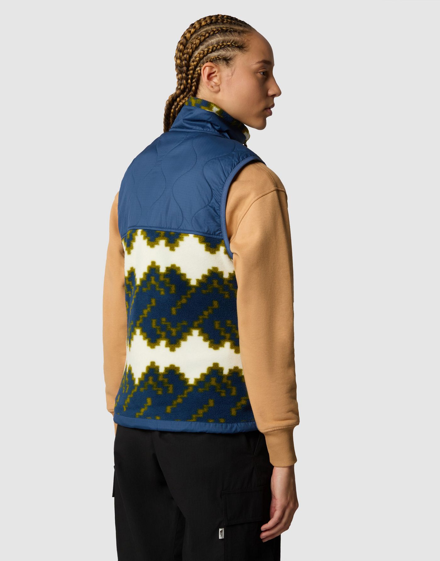 The North Face Royal arch gilet in shady blue mountain geo print