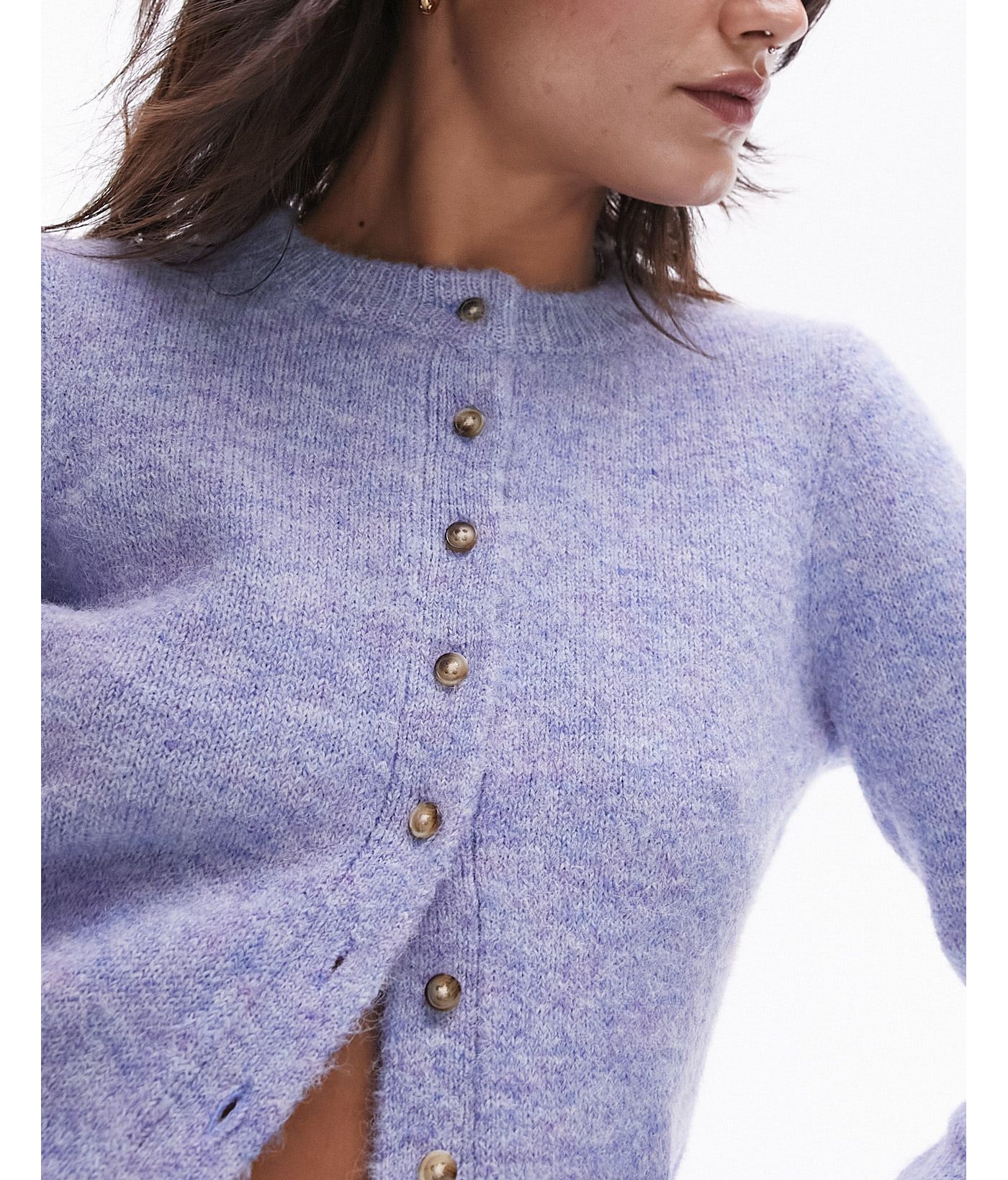 Topshop knitted micro cardi in blue