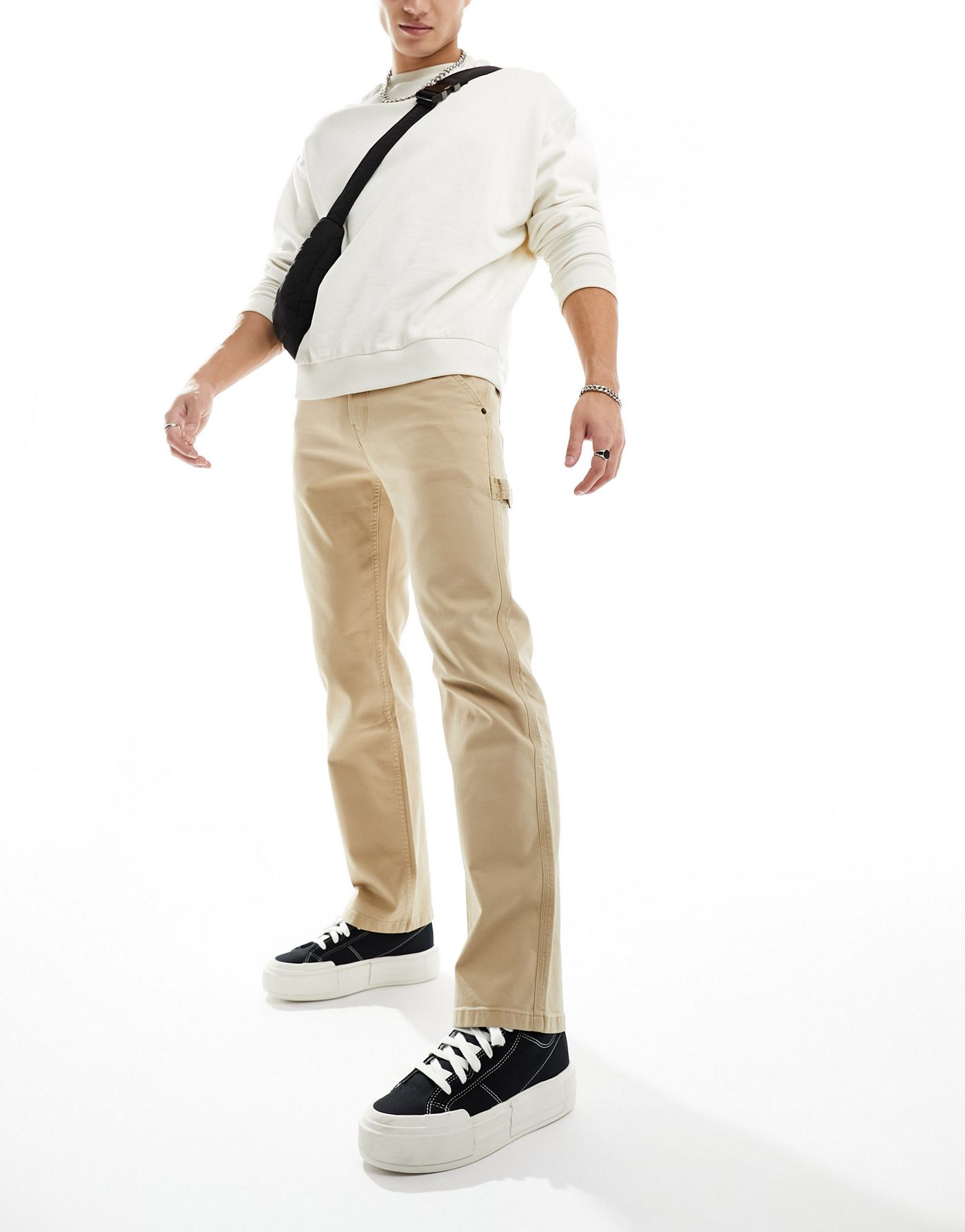 Hollister straight fit carpenter trousers in khaki beige