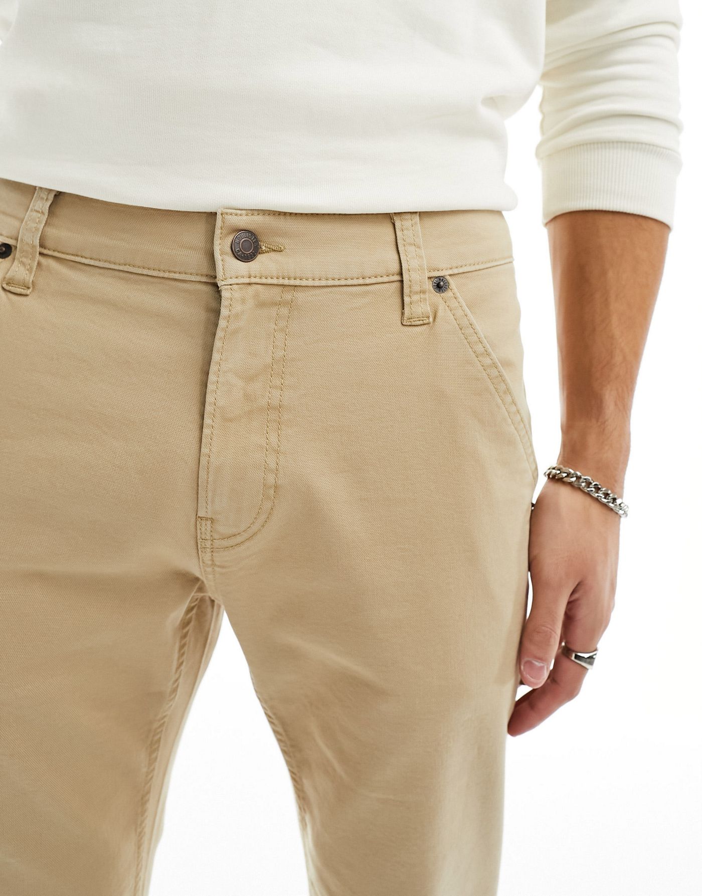 Hollister straight fit carpenter trousers in khaki beige