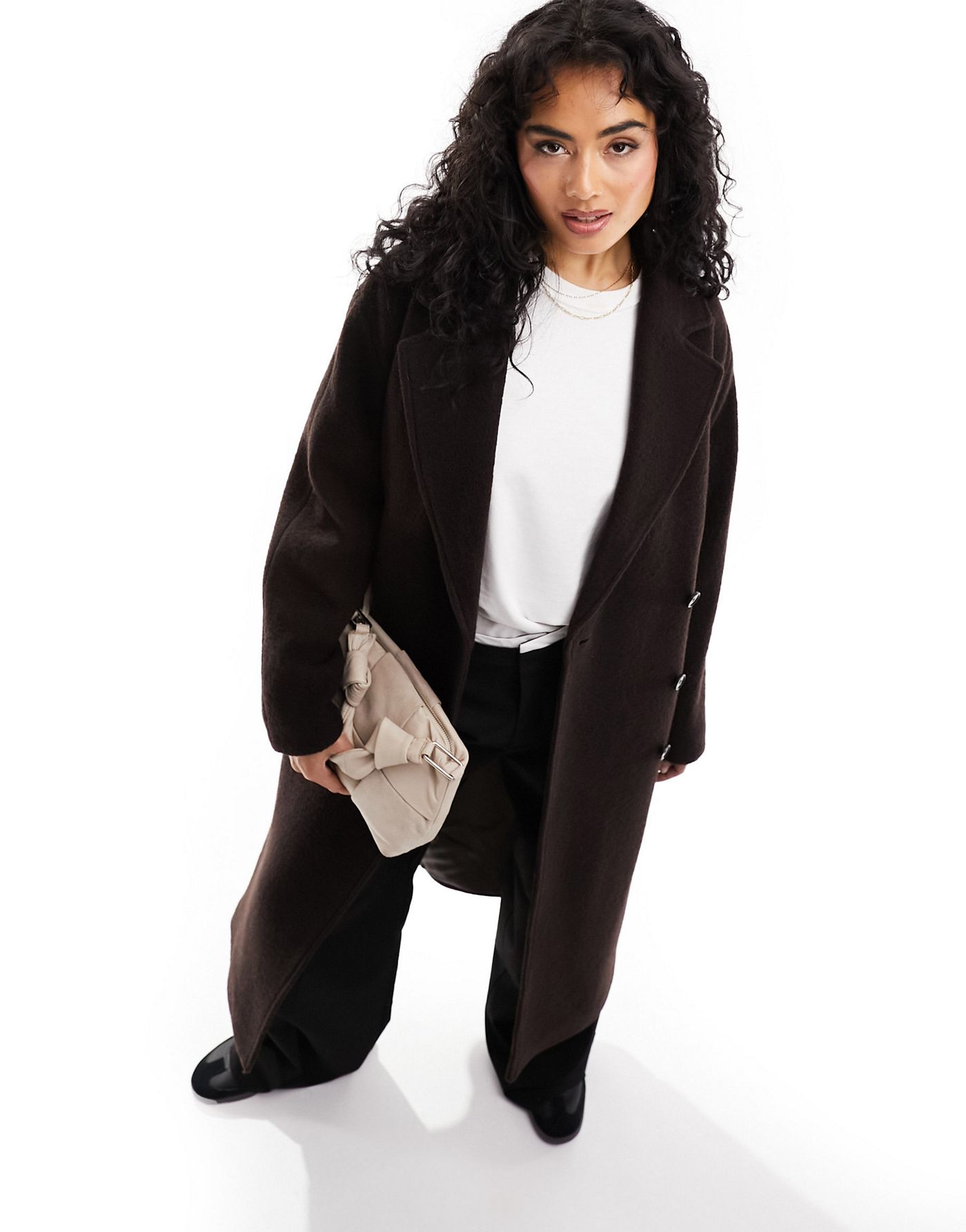 & Other Stories belted wool coat in brown